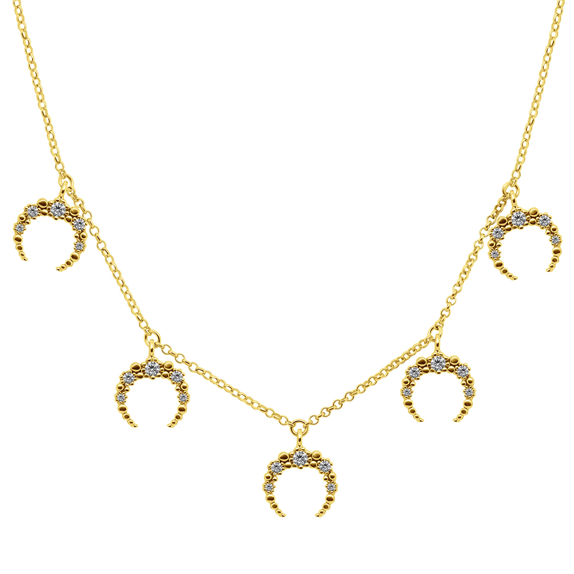 Levně Brilio Silver Moderní pozlacený náhrdelník s půlměsíci NCL12Y