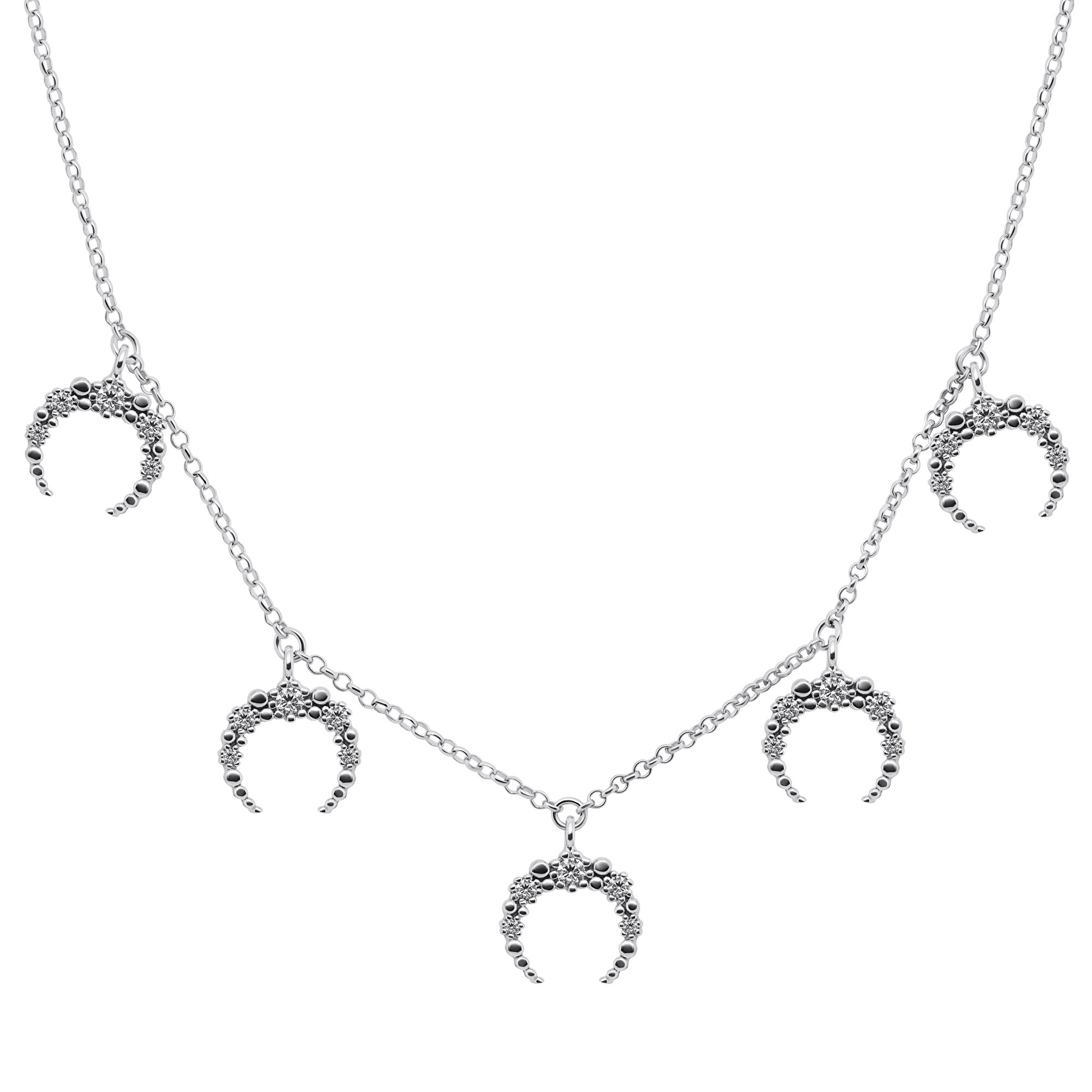 Brilio Silver Moderní stříbrný náhrdelník s půlměsíci NCL12W