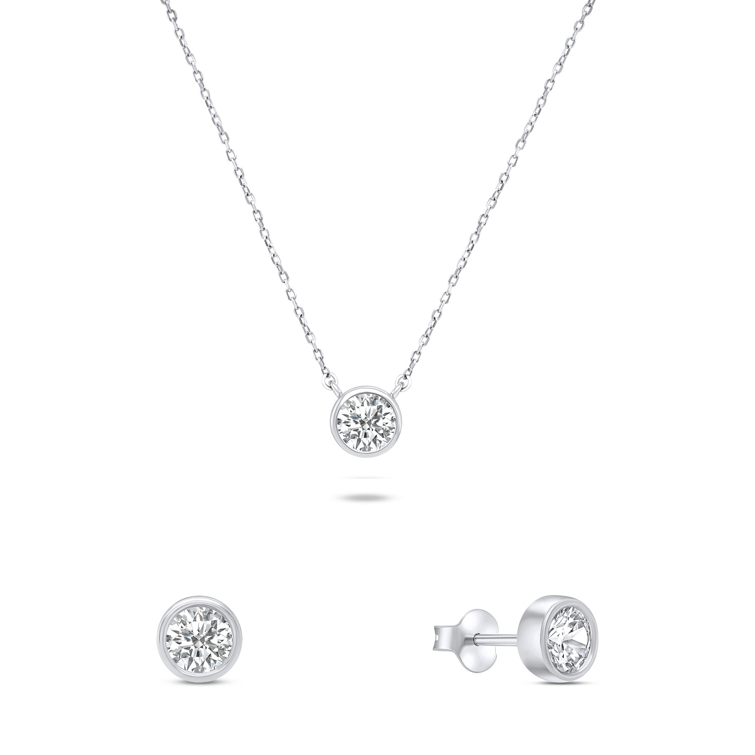 Brilio Silver Set di gioielli in argento con zirconi SET220W (orecchini, collana)