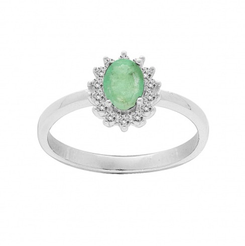 Brilio Silver Nádherný strieborný prsteň so smaragdom R-FS-5626E 60 mm