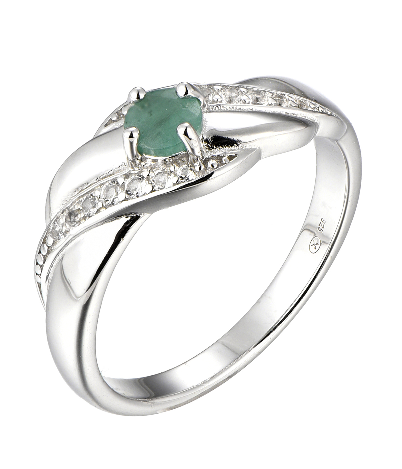 Brilio Silver Nádherný stříbrný prsten se smaragdem Precious Stone CR/SR08997E 50 mm