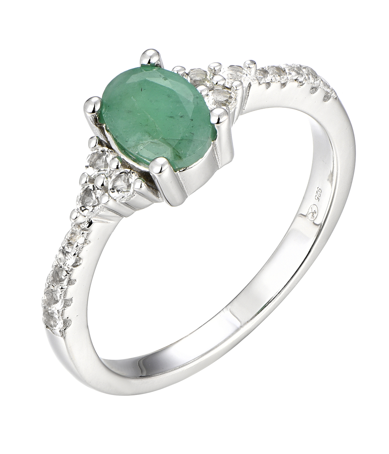 Levně Brilio Silver Nádherný stříbrný prsten se smaragdem Precious Stone SRC0203U 50 mm