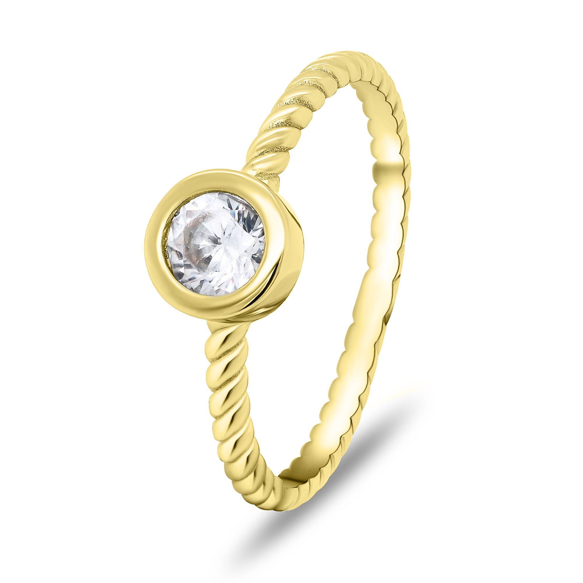 Brilio Silver Něžný pozlacený prsten se zirkonem RI015Y 58 mm