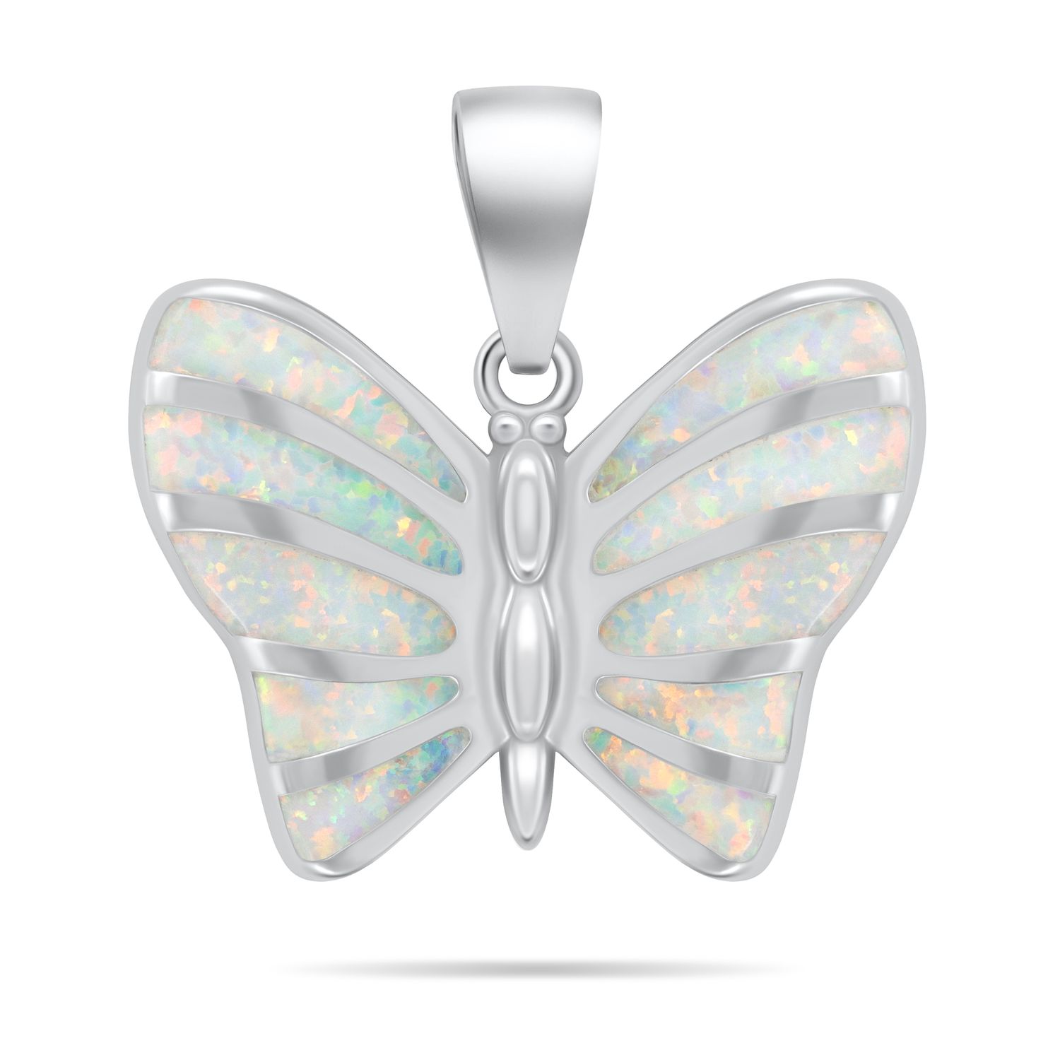 Brilio Silver Něžný stříbrný přívěsek Motýl s bílým opálem PT136W
