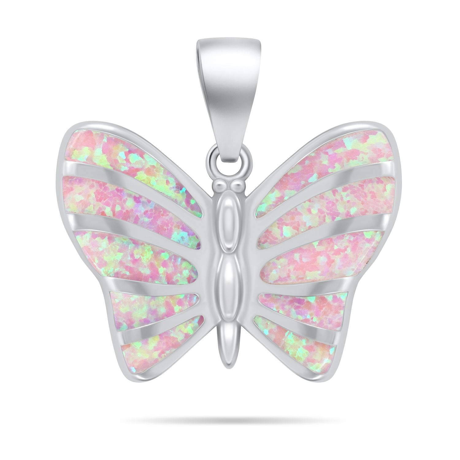 Brilio Silver Něžný stříbrný přívěsek Motýl s růžovým opálem PT136WP