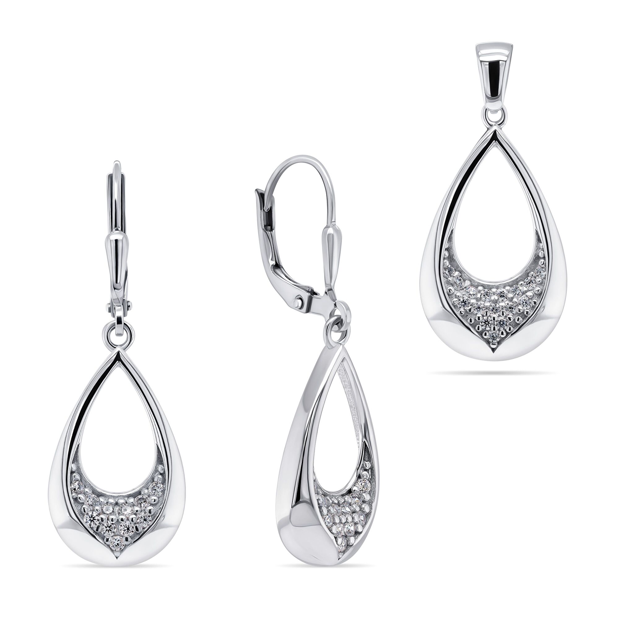 Brilio Silver Něžný stříbrný set šperků SET207W (přívěsek, náušnice)