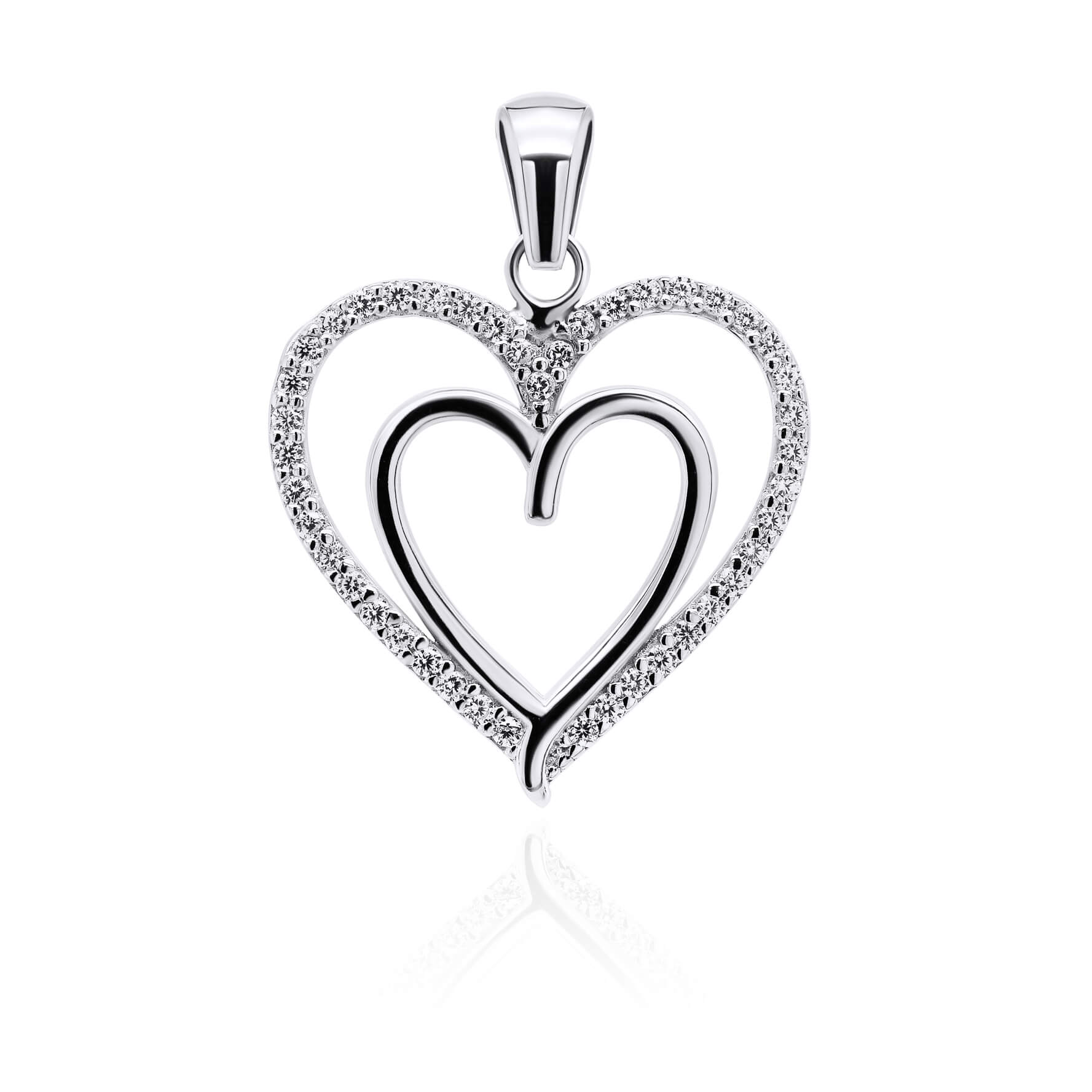 Brilio Silver Bájos ezüst szív medál cirkónium kövekkel PT13W