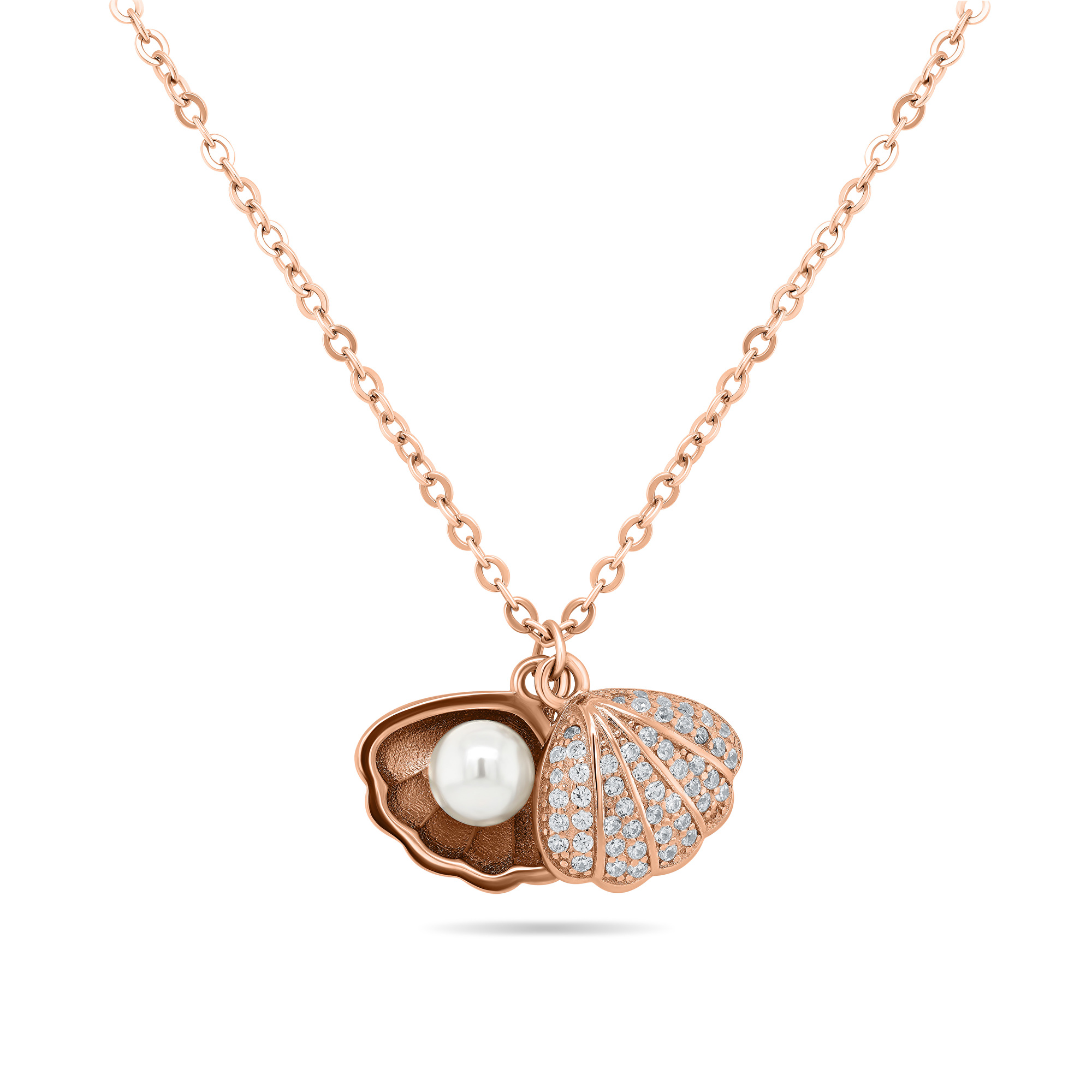 Brilio Silver Originální bronzový náhrdelník s perlou Lastura NCL21R (řetízek, 2x přívěsek)
