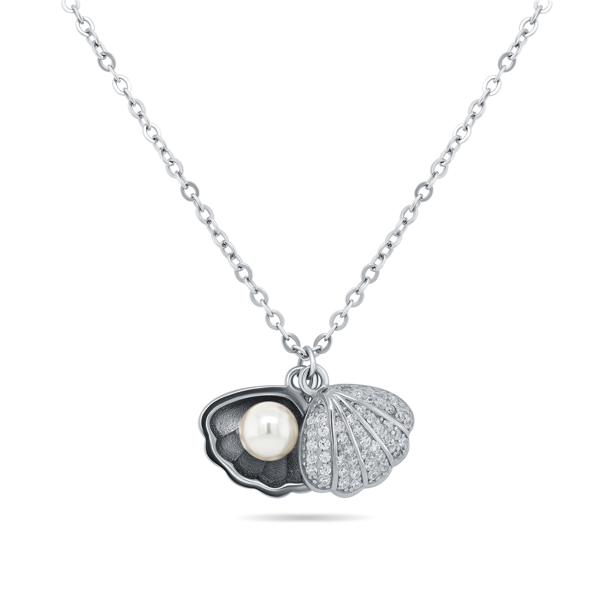Brilio Silver Originální stříbrný náhrdelník s perlou Lastura NCL21W (řetízek, 2x přívěsek)