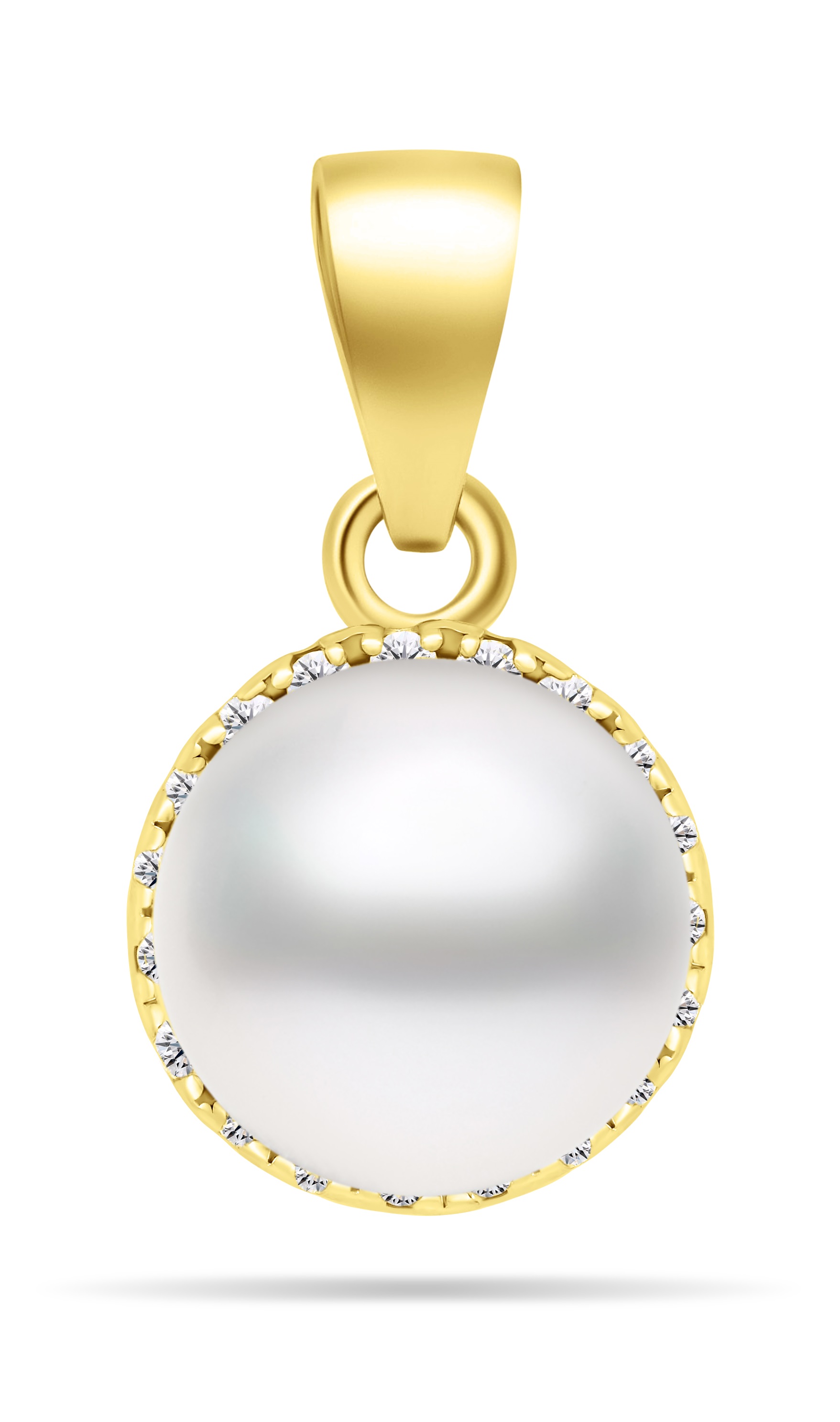 Brilio Silver Pozlátený perlový prívesok so zirkónmi PT77Y