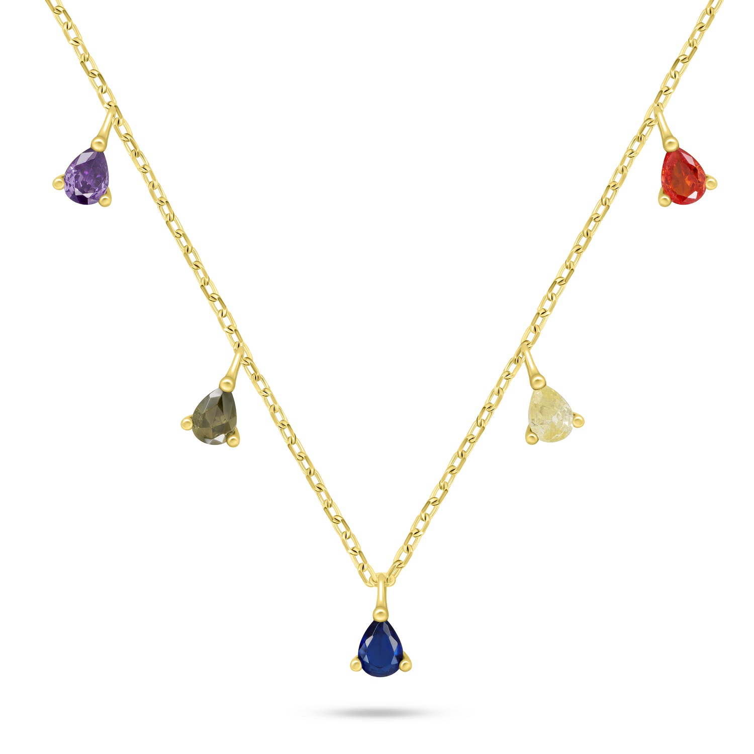 Levně Brilio Silver Pozlacený náhrdelník s barevnými zirkony NCL137Y