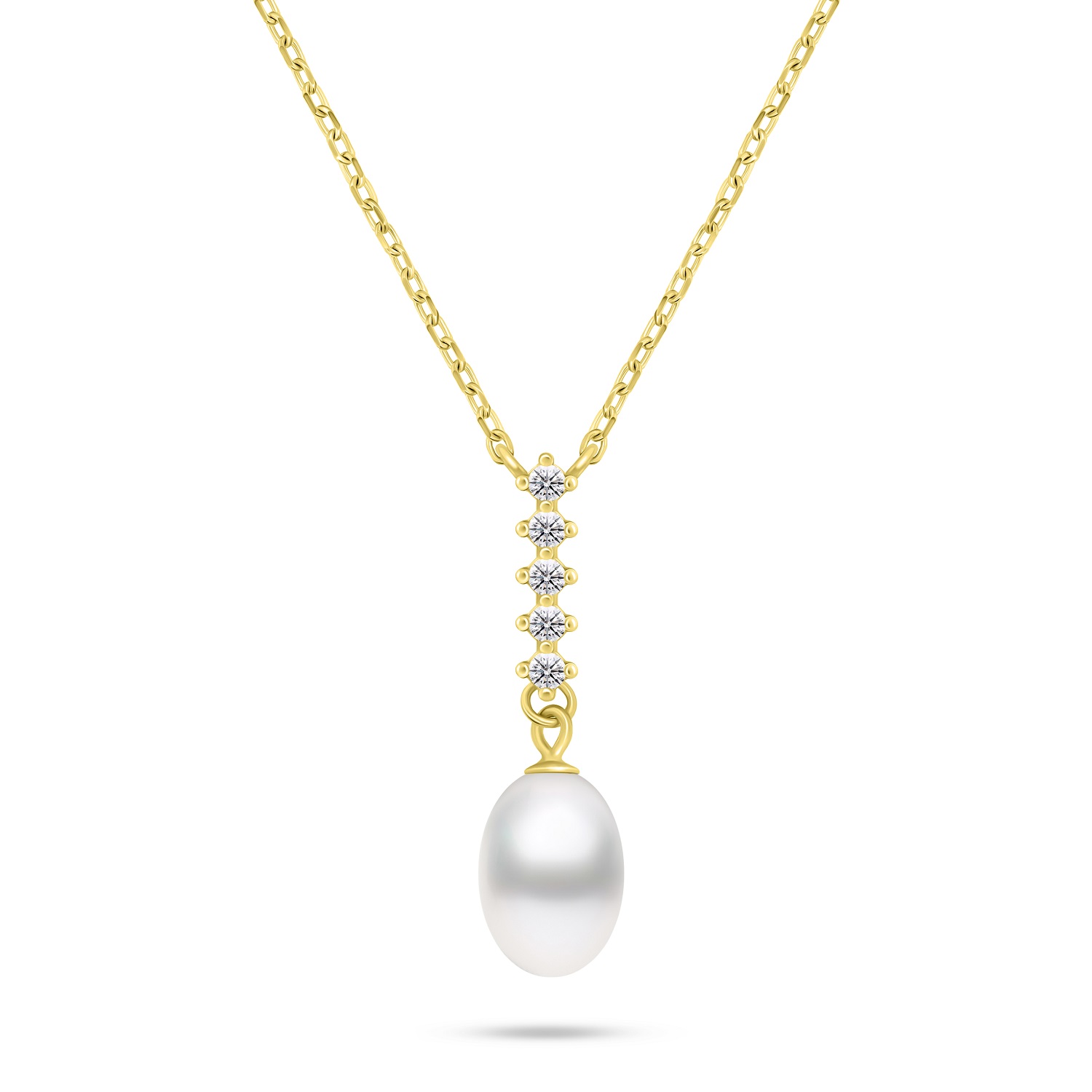 Levně Brilio Silver Překrásný pozlacený náhrdelník s pravou perlou NCL130Y