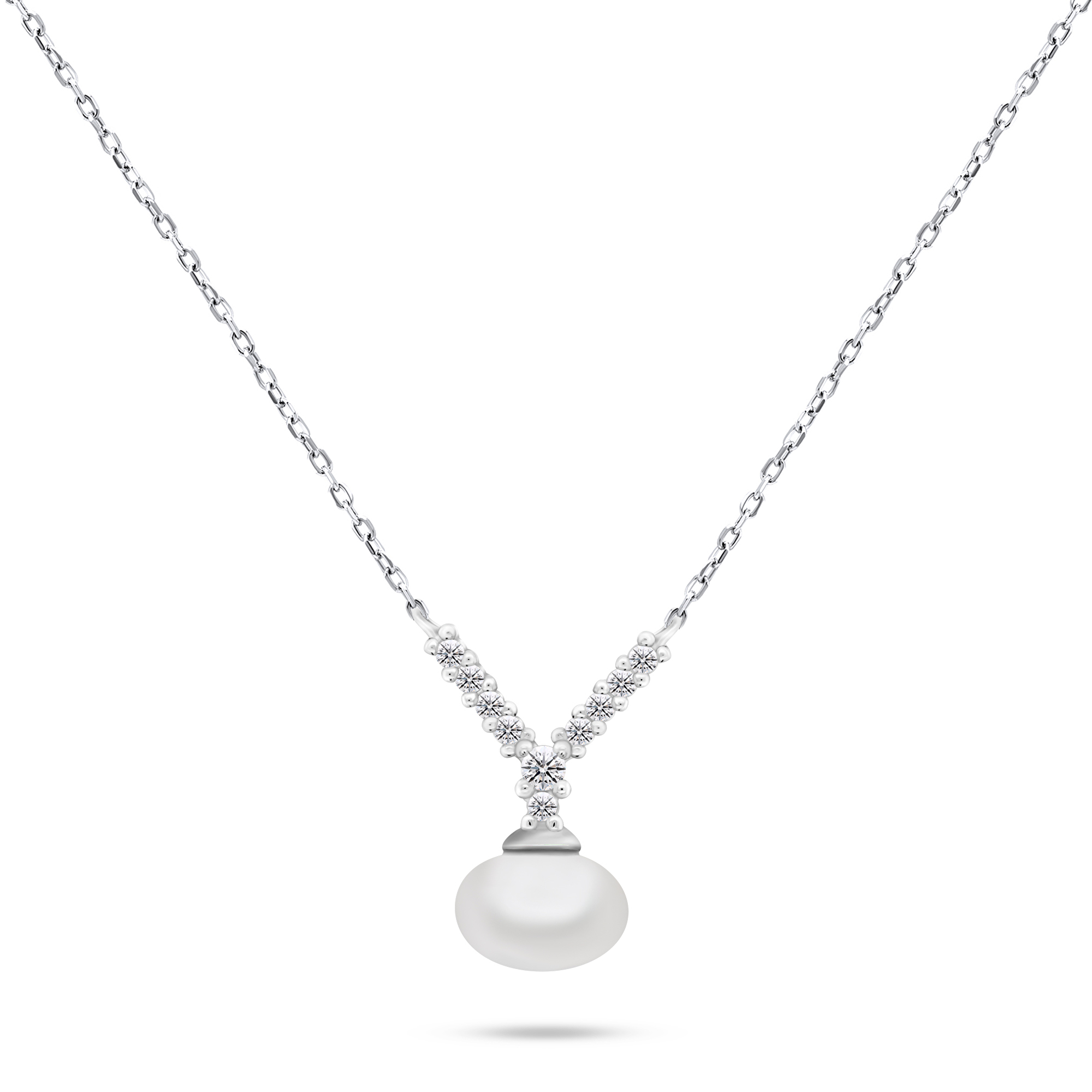 Brilio Silver Prekrásny strieborný náhrdelník s pravou perlou NCL81W