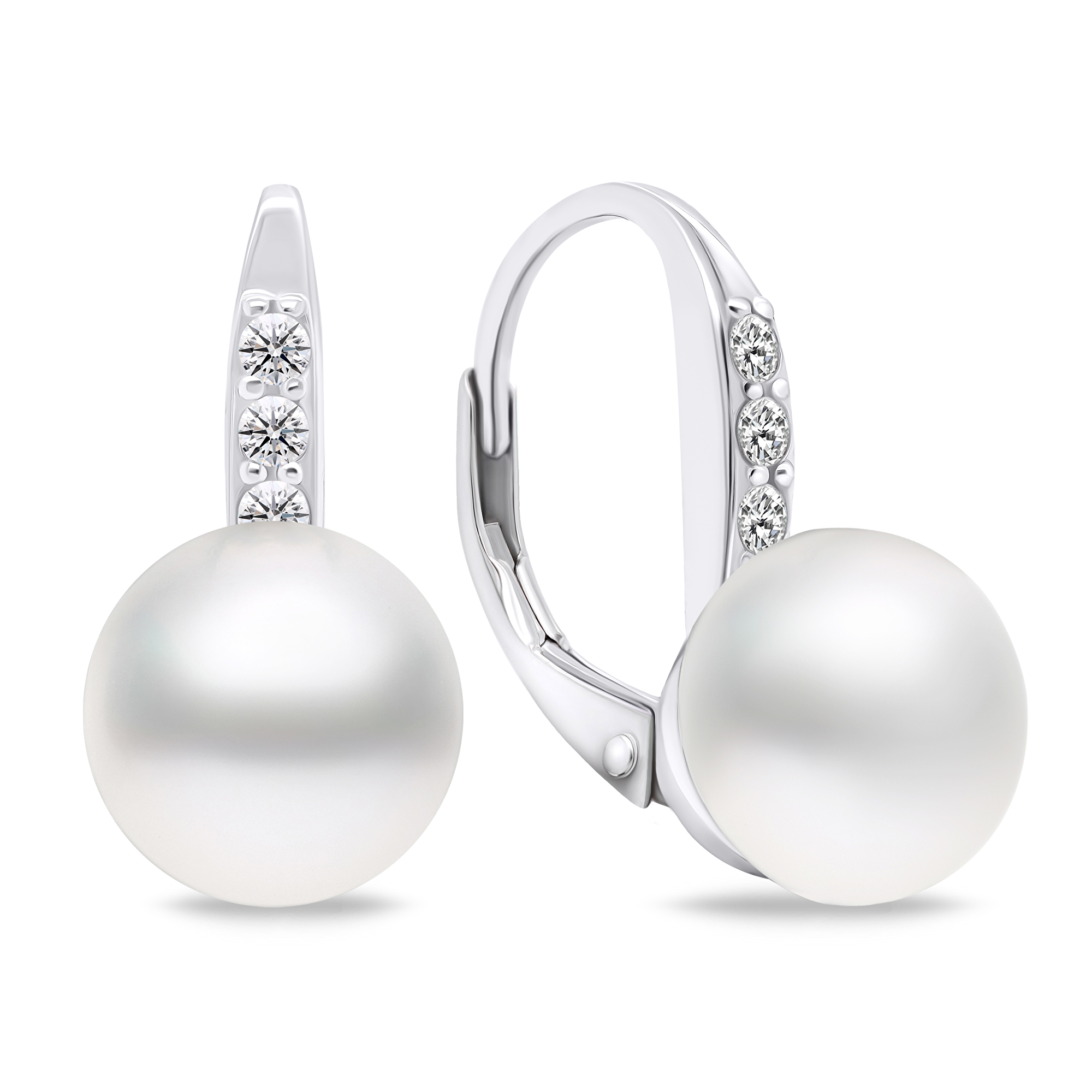 Brilio Silver Pôvabné strieborné náušnice s perlou a zirkónmi EA723W
