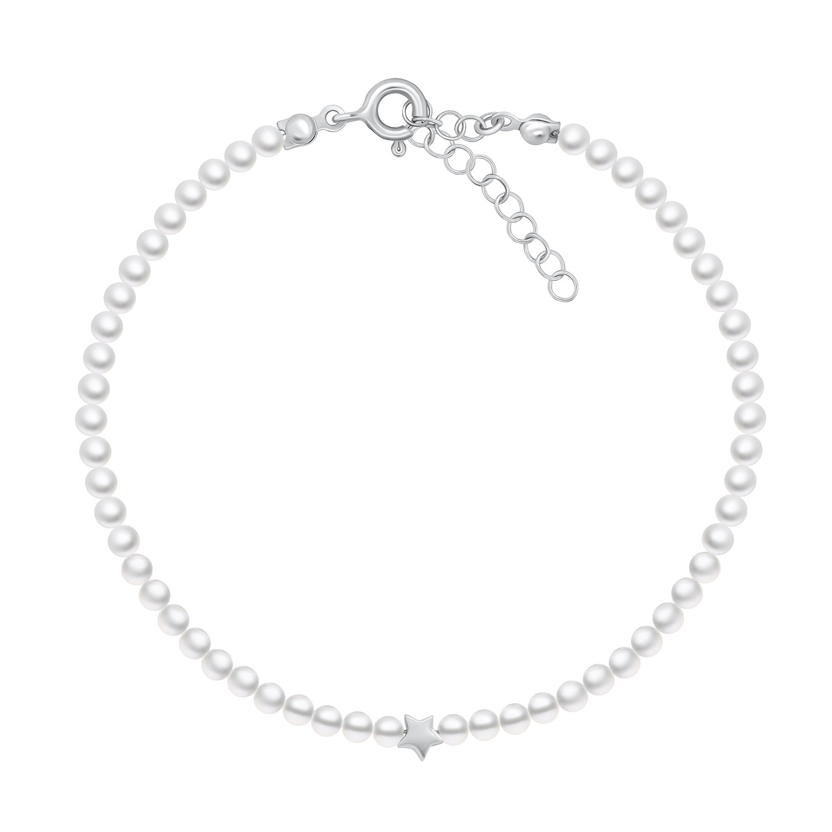 Brilio Silver Pôvabný perlový náramok Hviezdička BRC131W