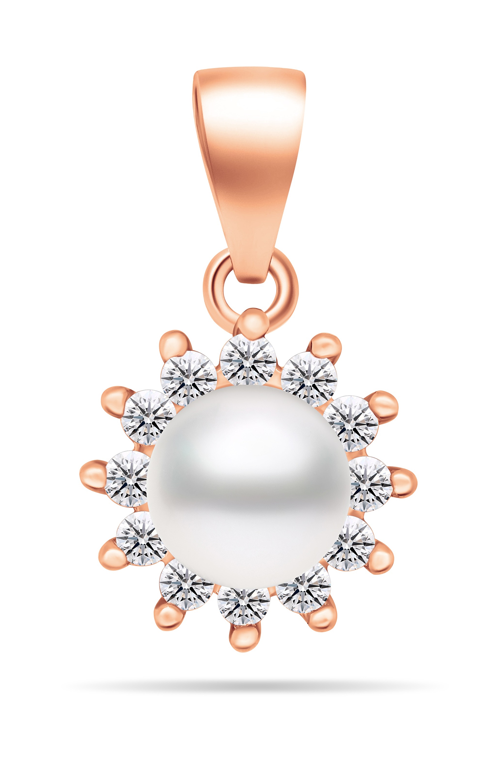 Brilio Silver Pôvabný perlový prívesok so zirkónmi PT88R