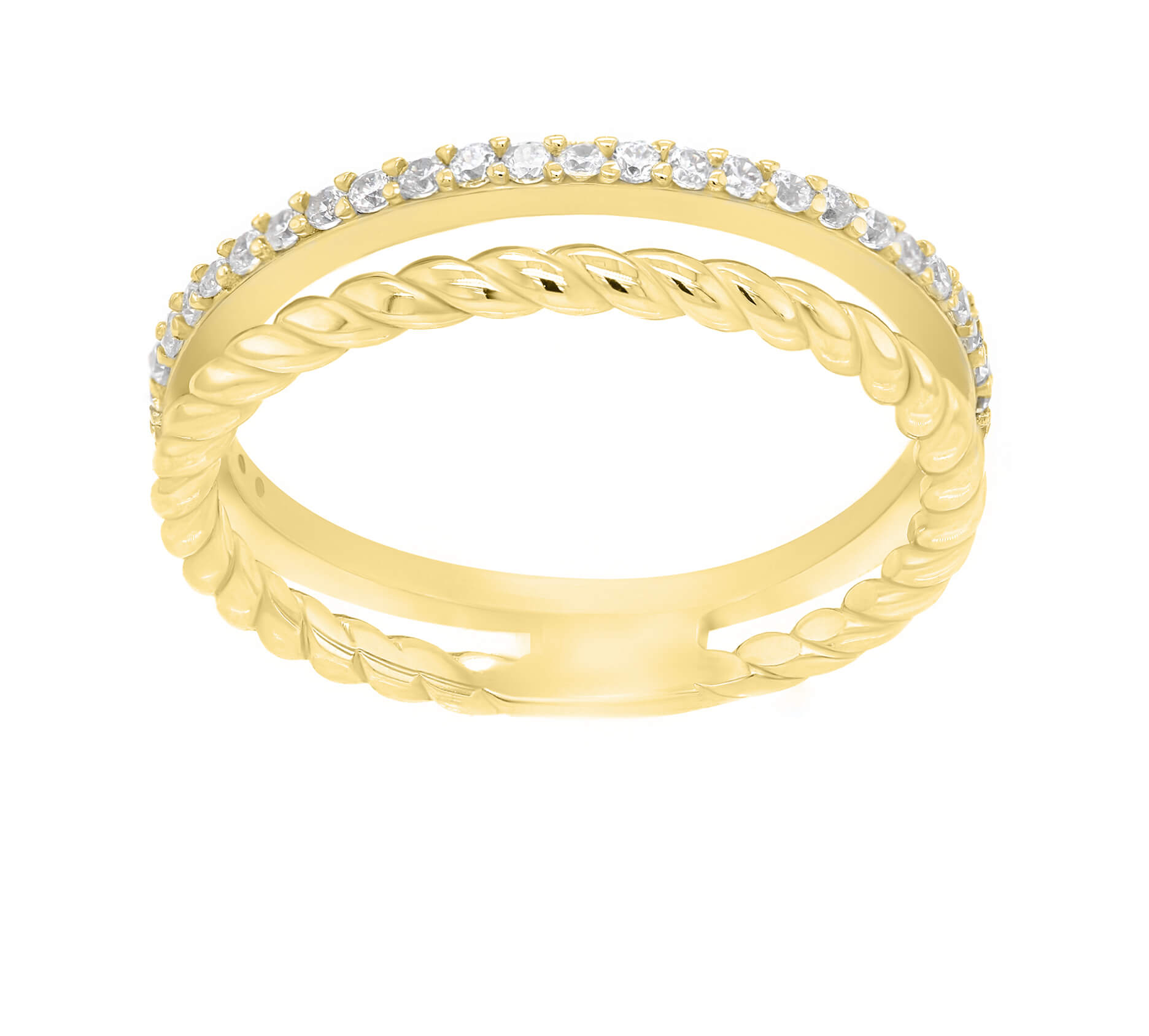Brilio Silver Půvabný pozlacený prsten se zirkony GR044Y 58 mm