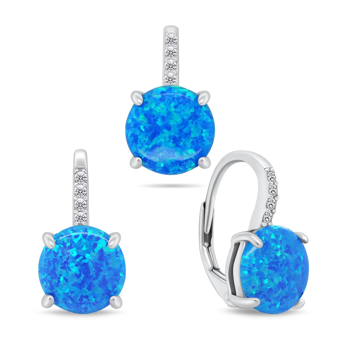 Brilio Silver Pôvabný set šperkov so syntetickými opálmi SET250WB