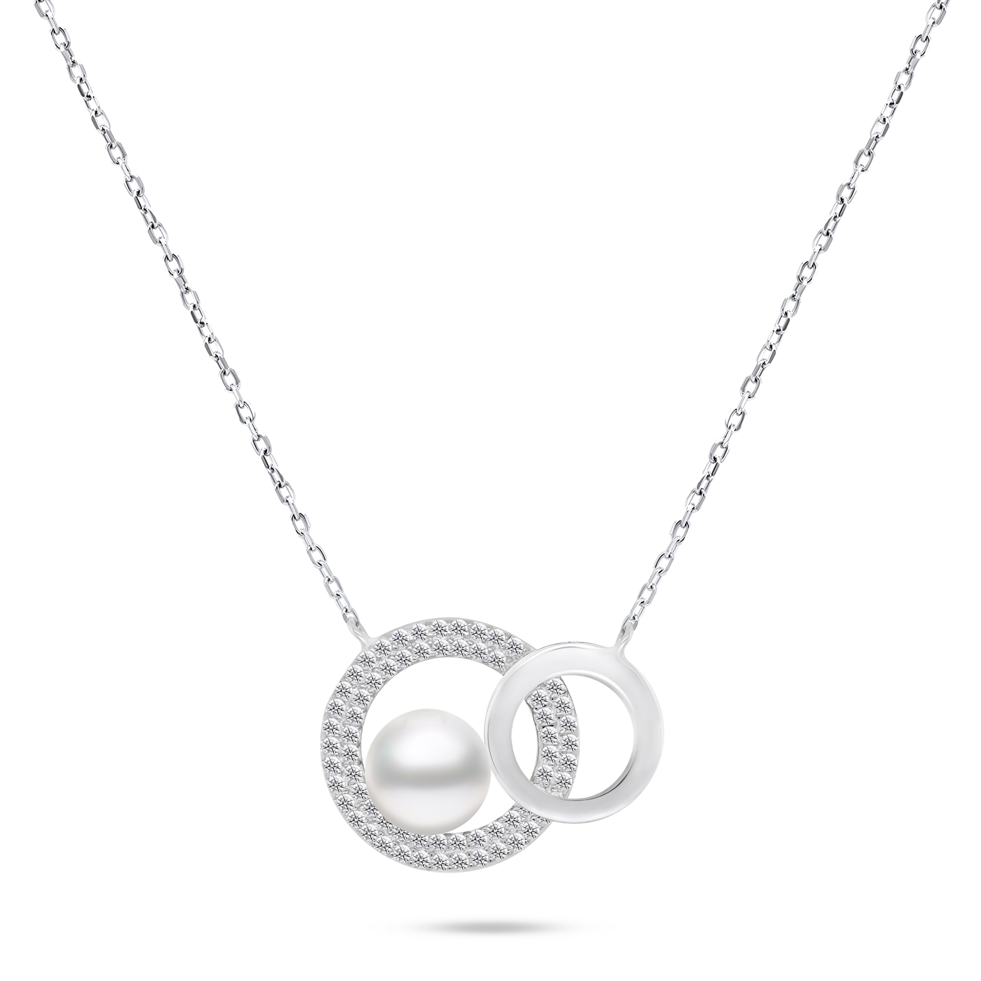 Brilio Silver Půvabný stříbrný náhrdelník s pravou perlou NCL65W