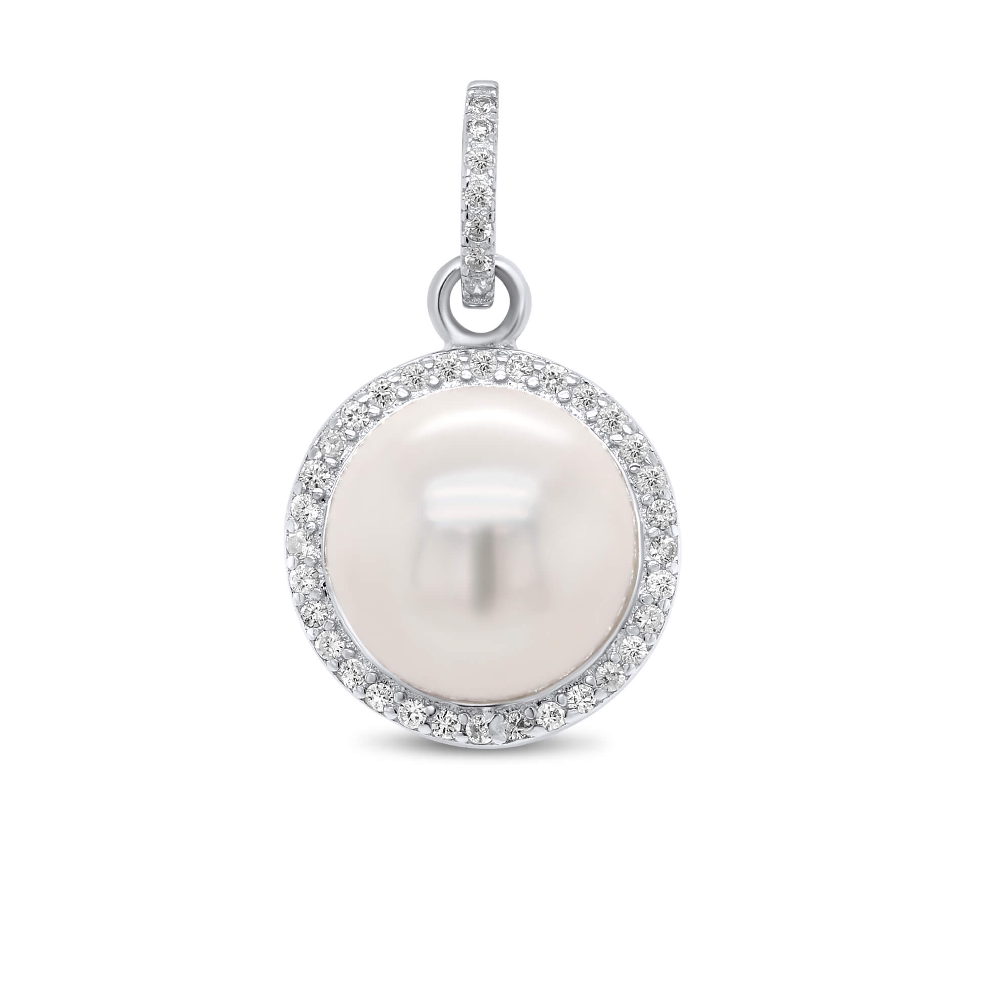 Brilio Silver Pôvabný strieborný prívesok so zirkónmi a perlou PT01