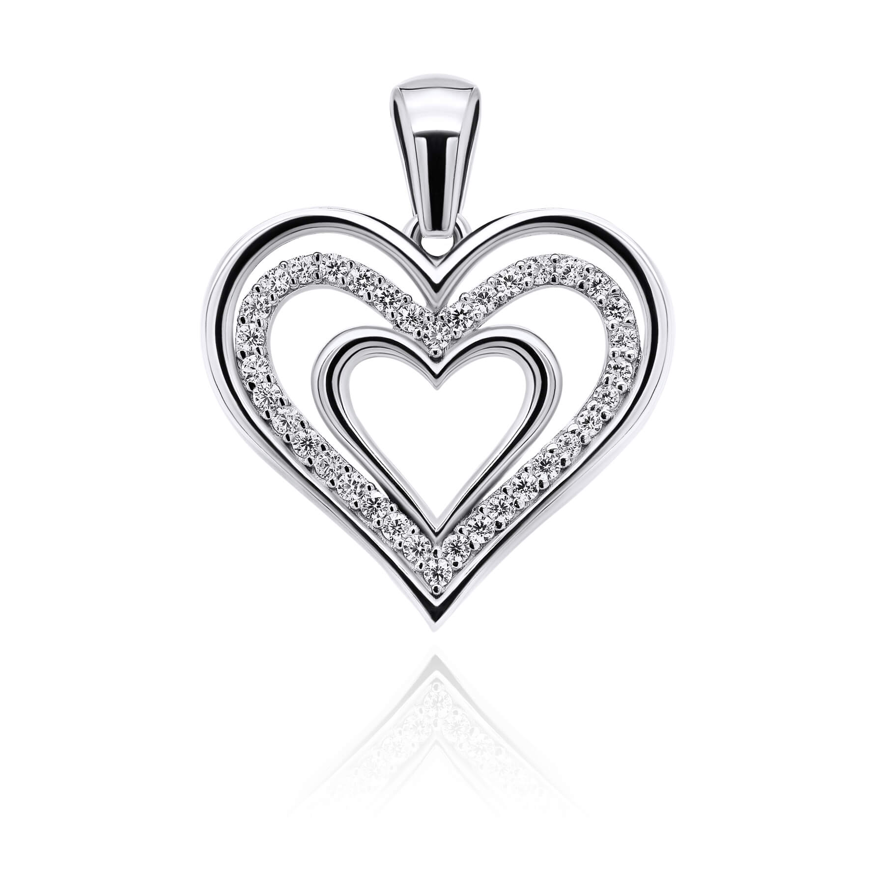 Brilio Silver Bájos ezüst szív medál cirkónium kövekkel PT11W