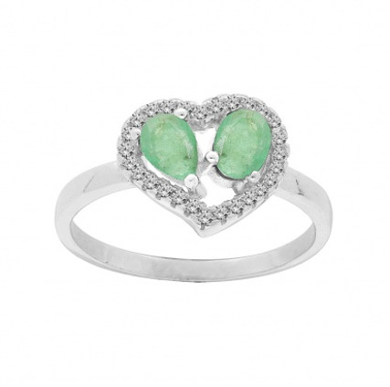 Brilio Silver Půvabný stříbrný prsten se smaragdy R-FS-5648E 54 mm