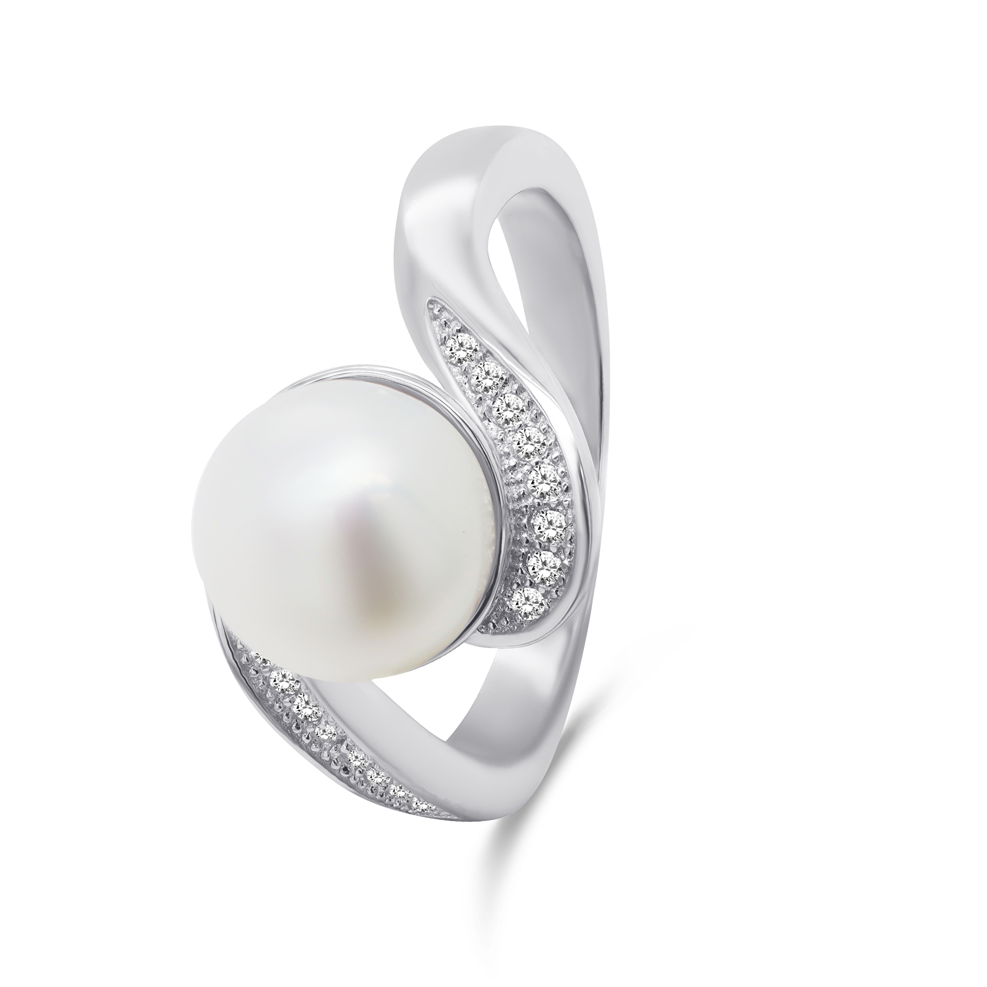 Brilio Silver Půvabný stříbrný prsten s pravou perlou RI061W 56 mm