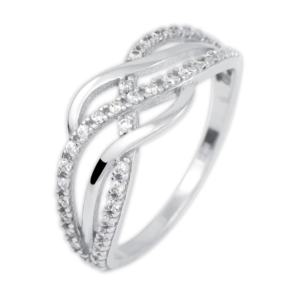 Brilio Silver Půvabný stříbrný prsten se zirkony 426 001 00512 04 54 mm