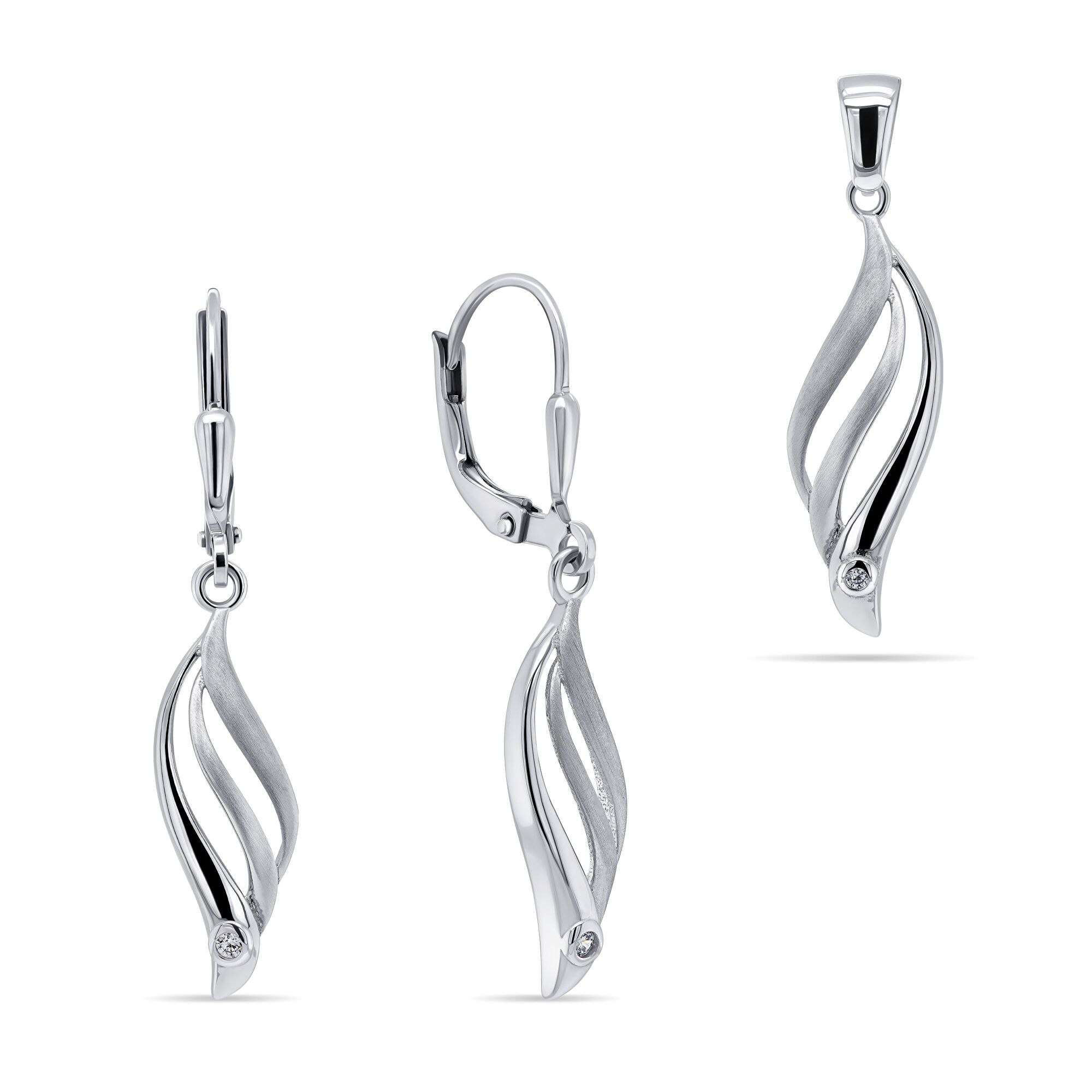 Brilio Silver Půvabný stříbrný set šperků SET202W (přívěsek, náušnice)