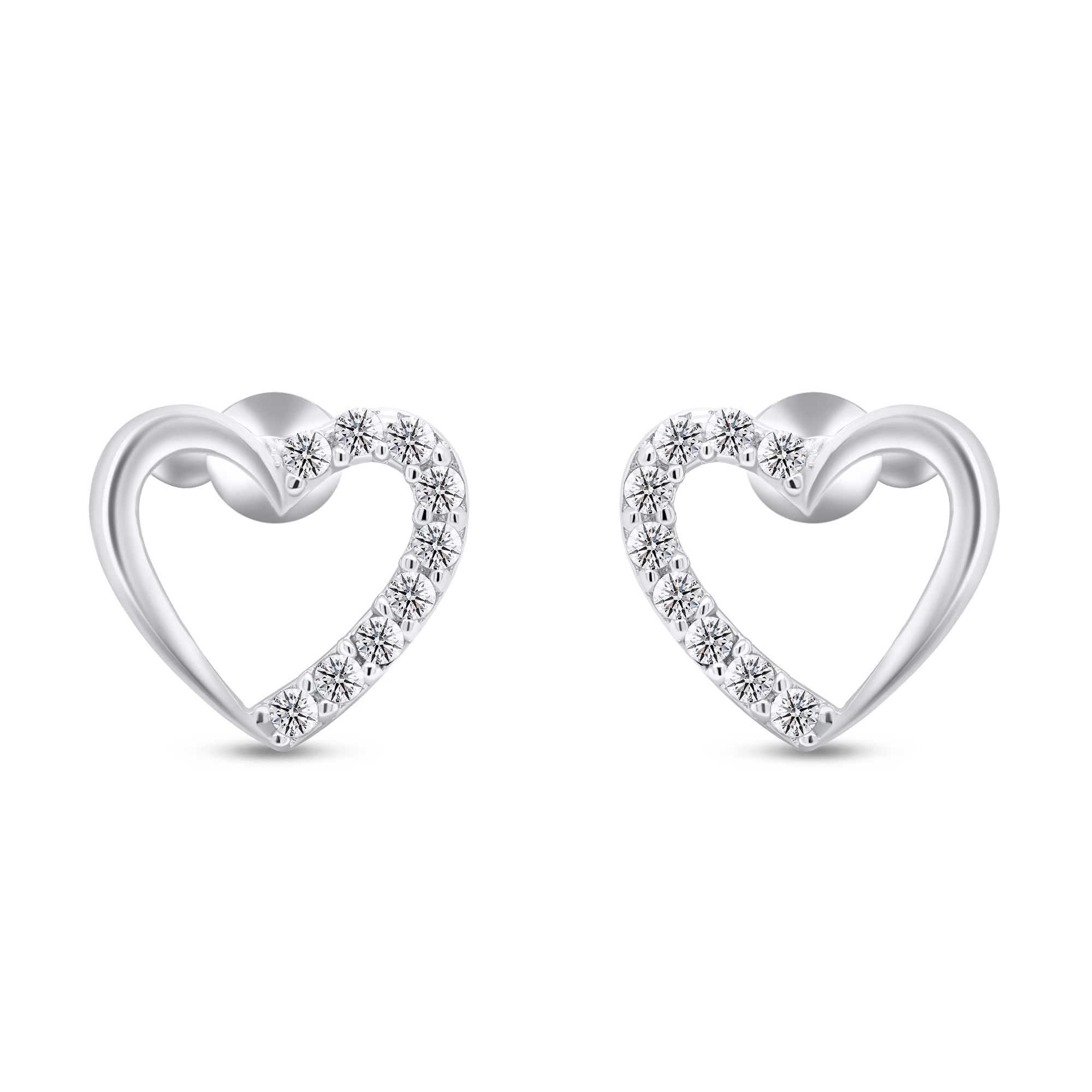 Brilio Silver Romantikus ezüst fülbevaló csillogó szívek EA356W