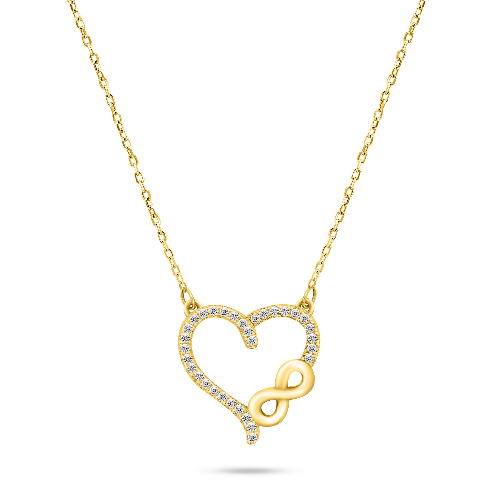 Brilio Silver Romantický pozlátený náhrdelník so zirkónmi NCL52Y