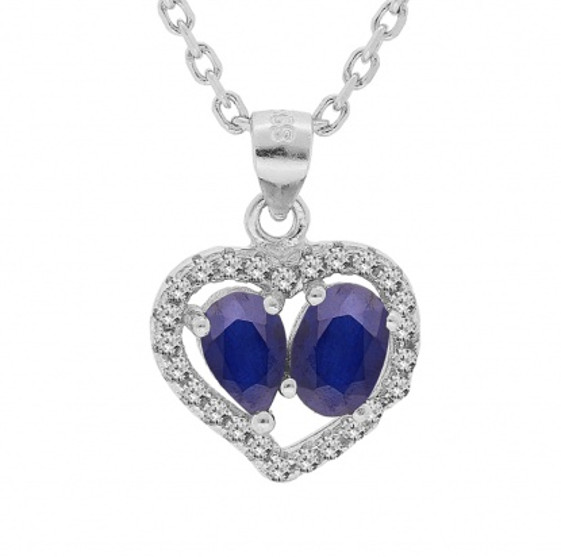 Brilio Silver Romantický strieborný náhrdelník so zafírmi CL-FS-5648S (retiazka, prívesok)