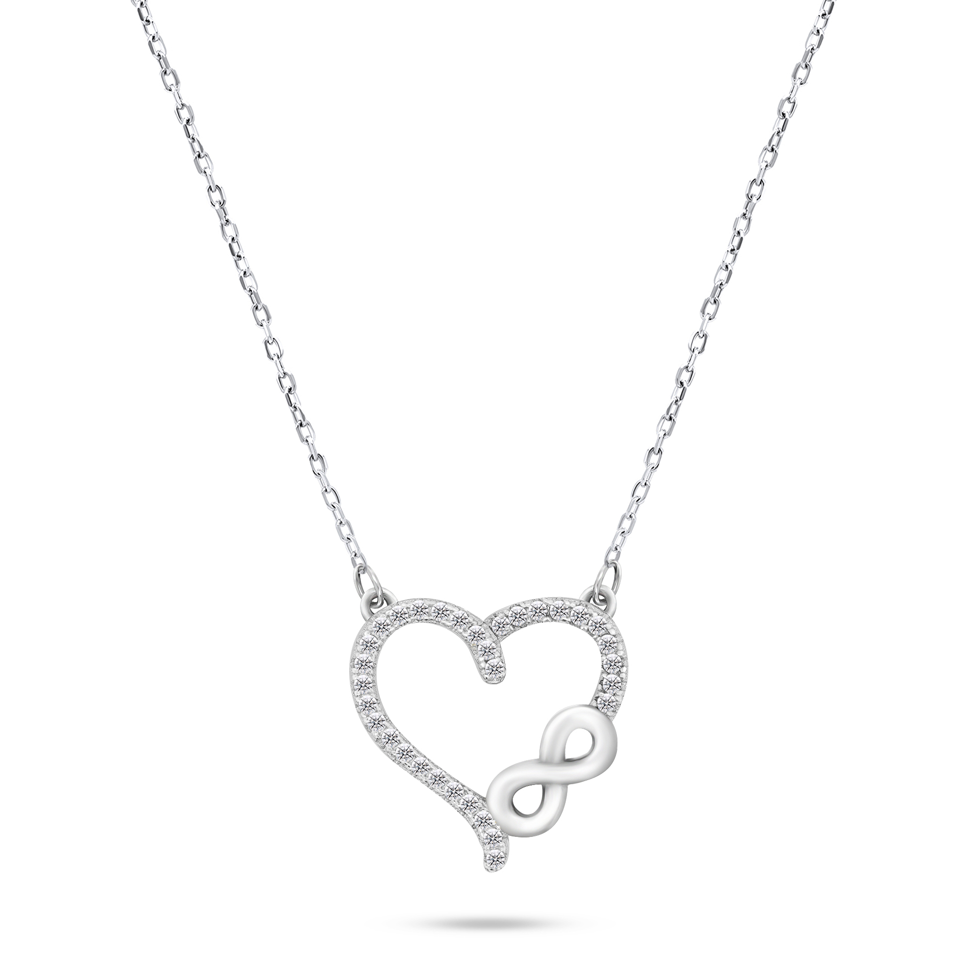Brilio Silver Romantický stříbrný náhrdelník se zirkony NCL52W