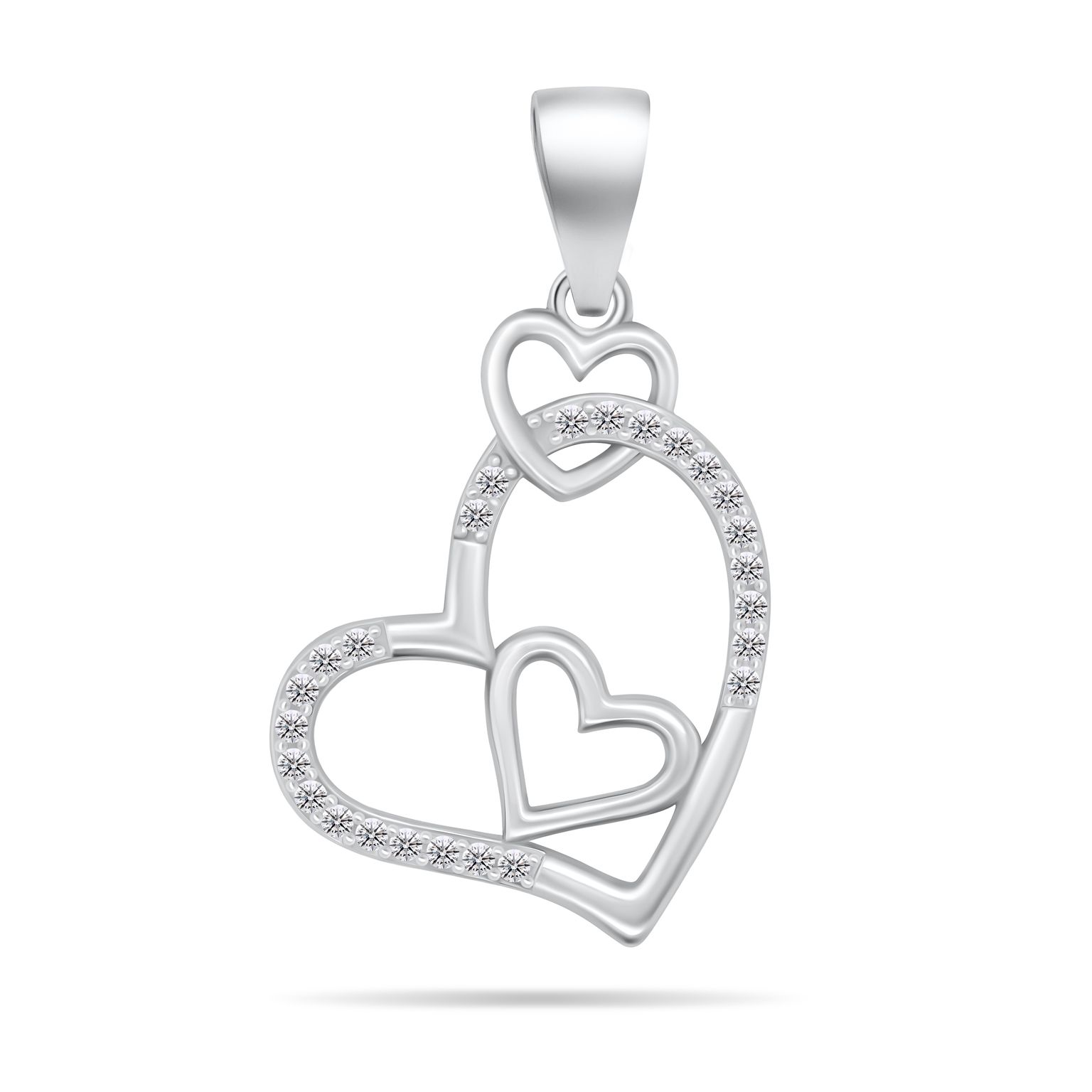 Brilio Silver -  Romantický stříbrný přívěsek srdce se zirkony PT12W
