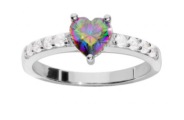 Brilio Silver Romantický stříbrný prsten s topazem Mystic Stone SRB0082A 60 mm