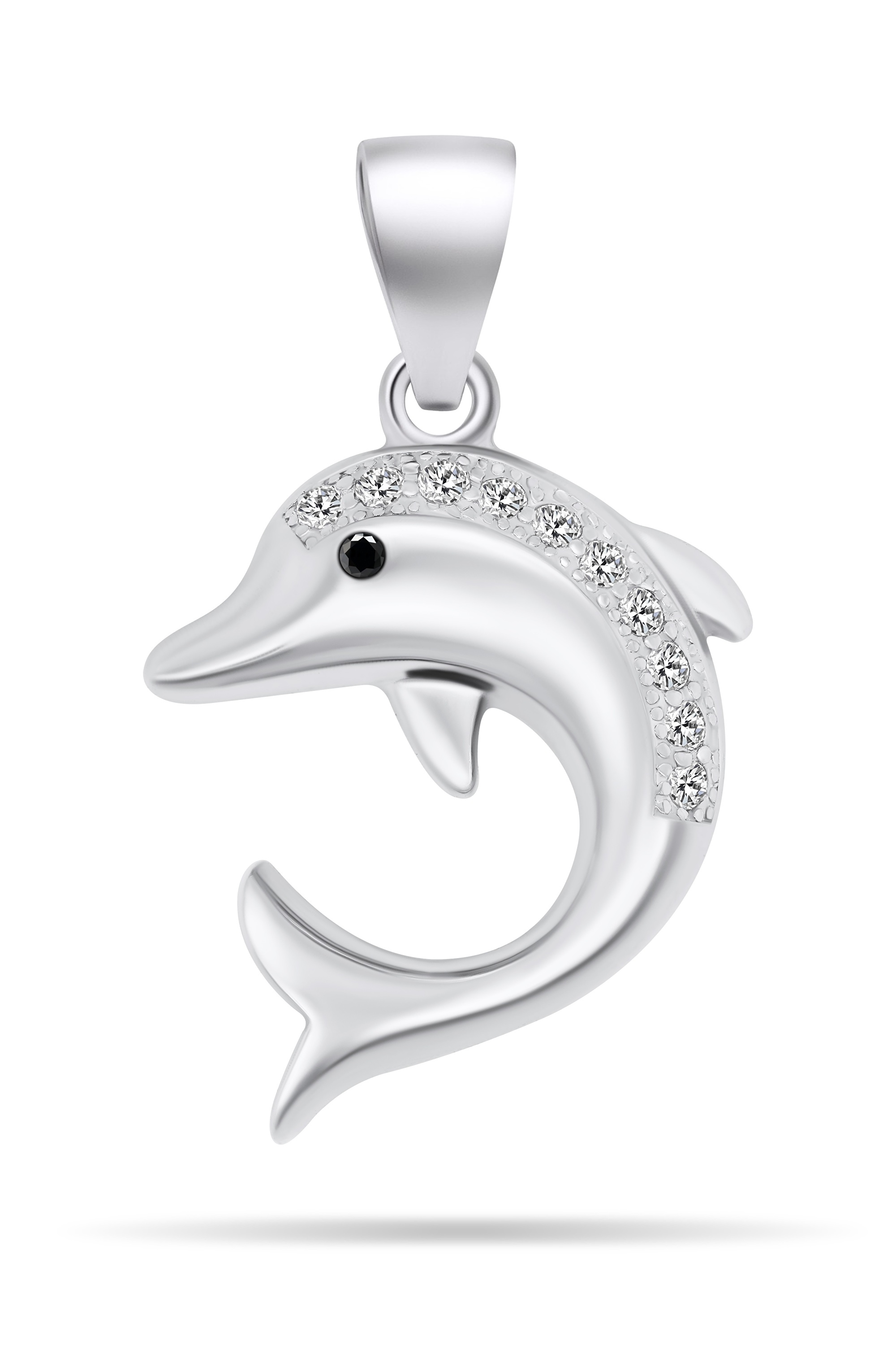 Brilio Silver Roztomilý stříbrný přívěsek se zirkony Delfín PT104W