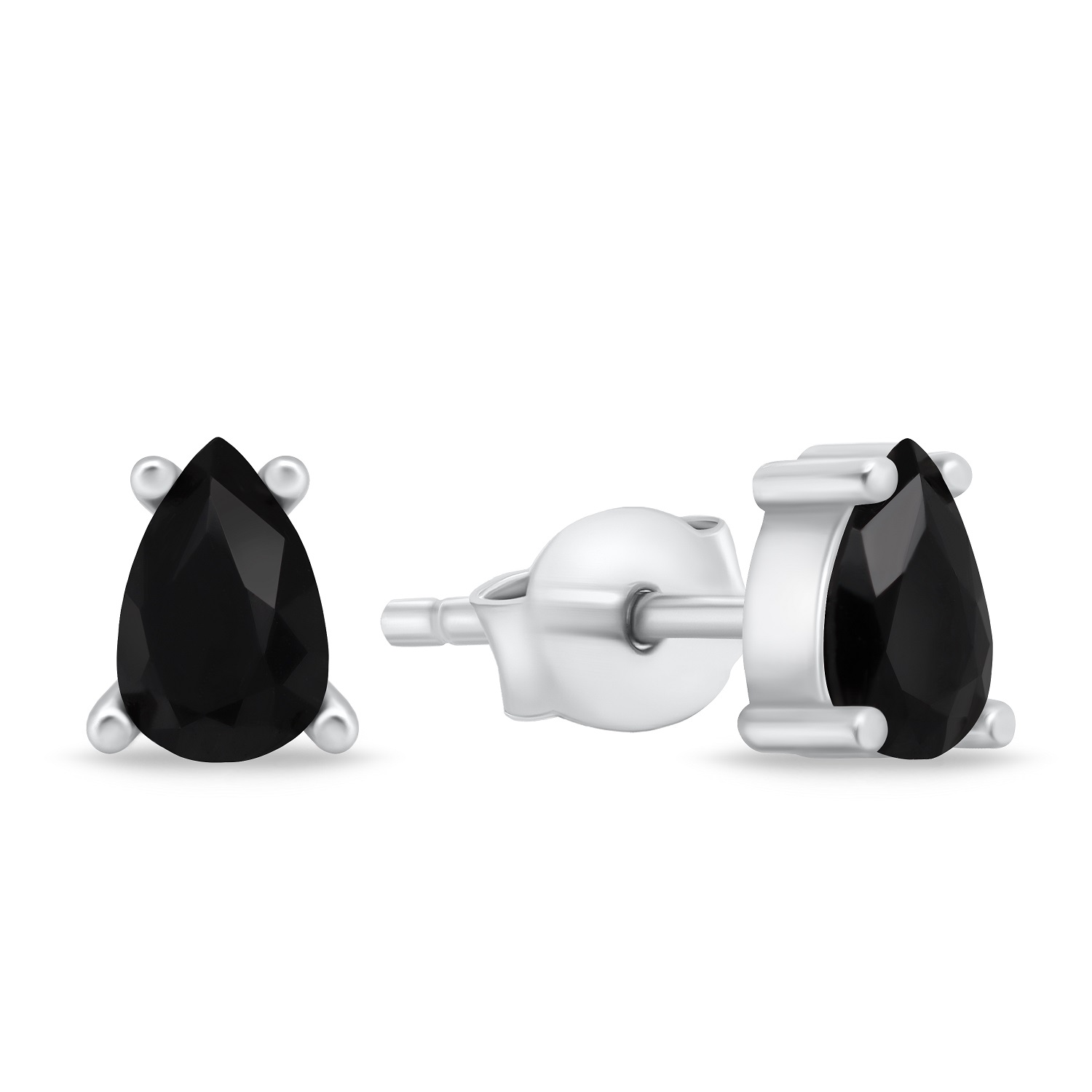 Brilio Silver Slušivé strieborné náušnice s čiernymi zirkónmi EA860WBC