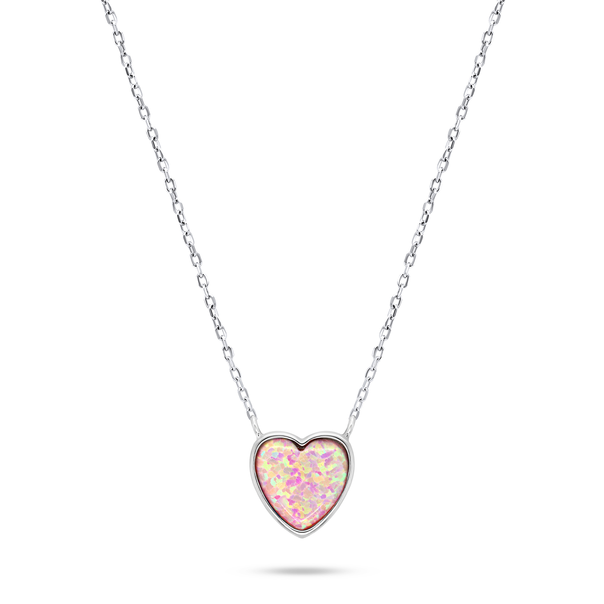 Levně Brilio Silver Slušivý stříbrný náhrdelník Srdce s opálem NCL74WP