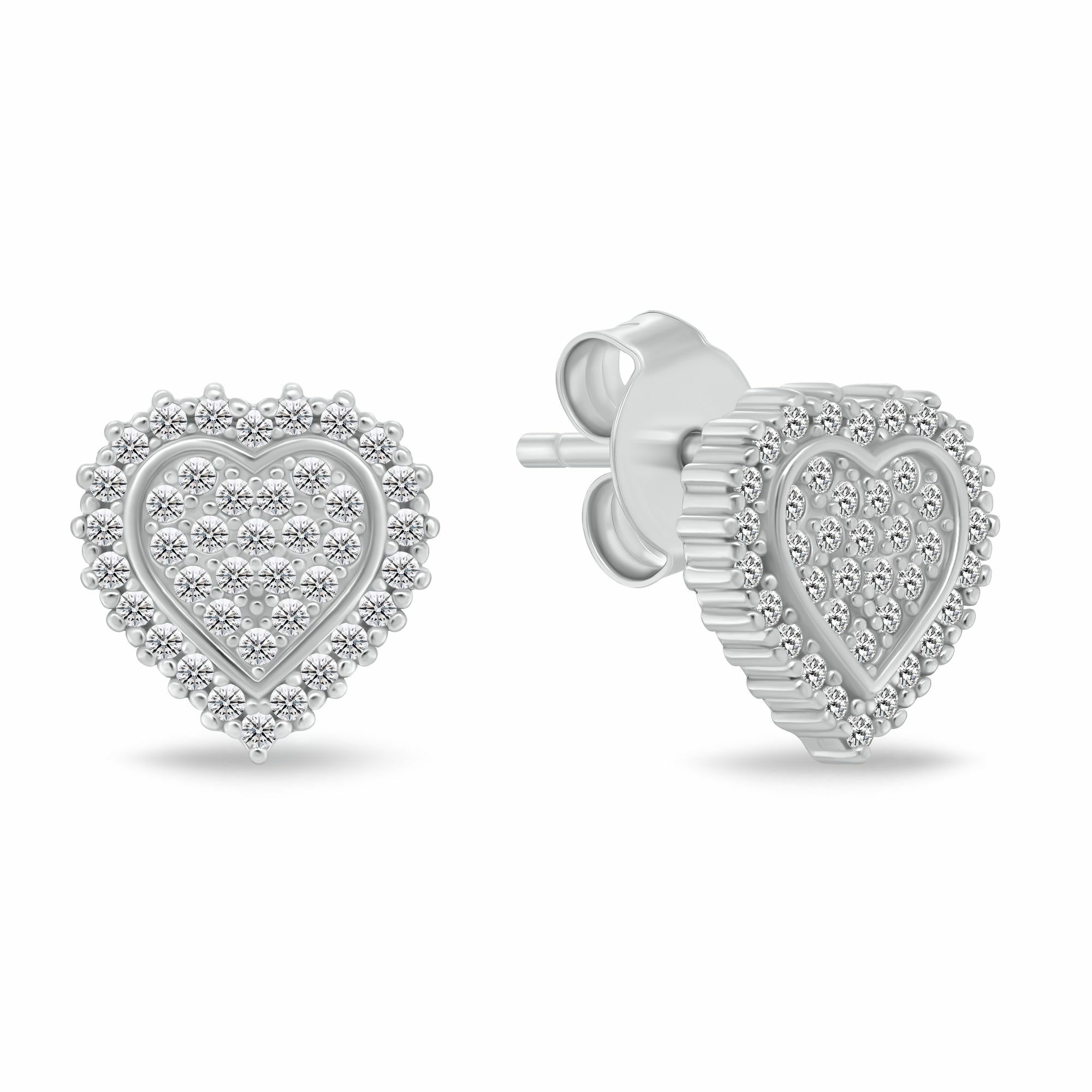 Brilio Silver Strieborné srdiečkové náušnice s kubickými zirkónmi EA1251W