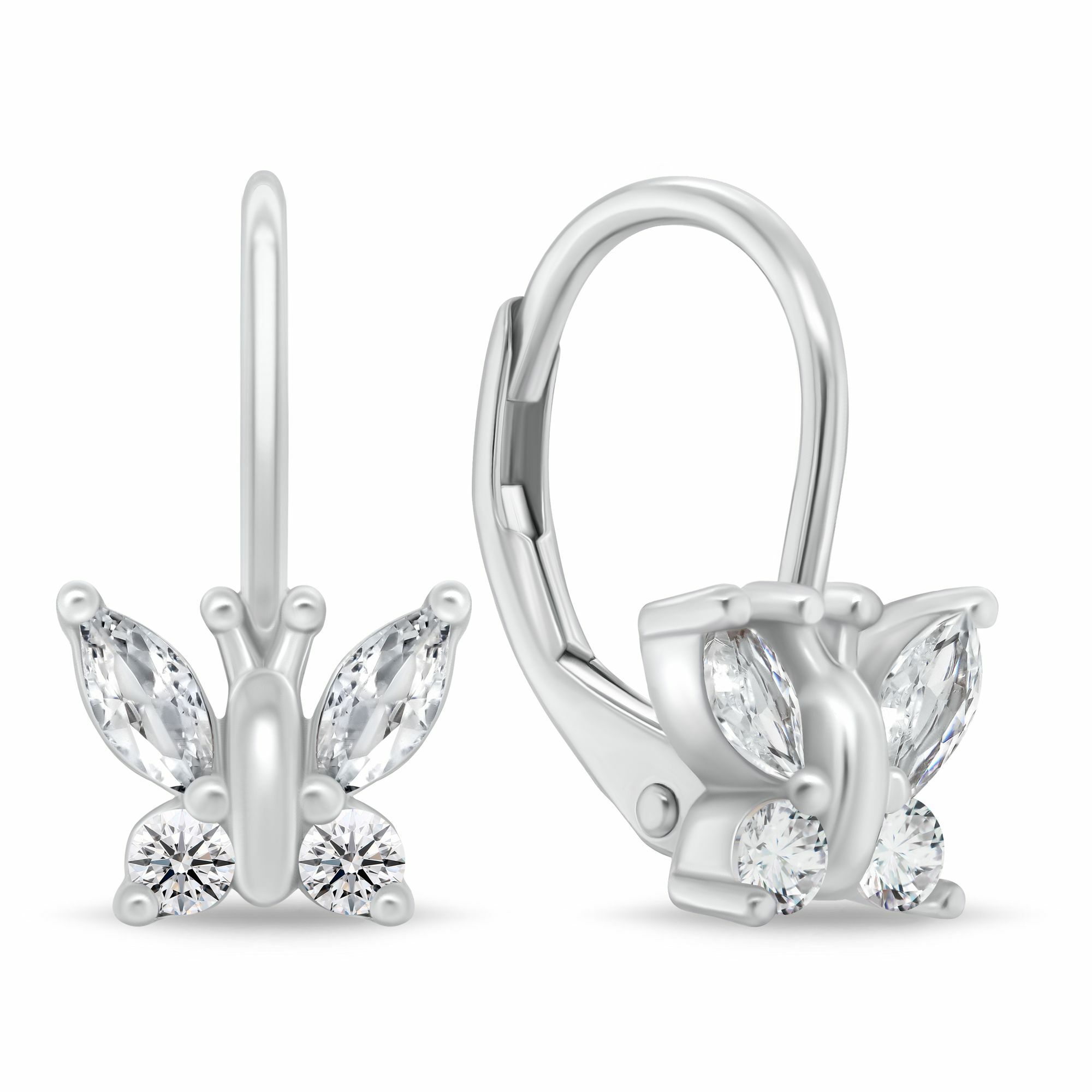 Brilio Silver Strieborné visiace náušnice Motýlik so zirkónmi EA1250W