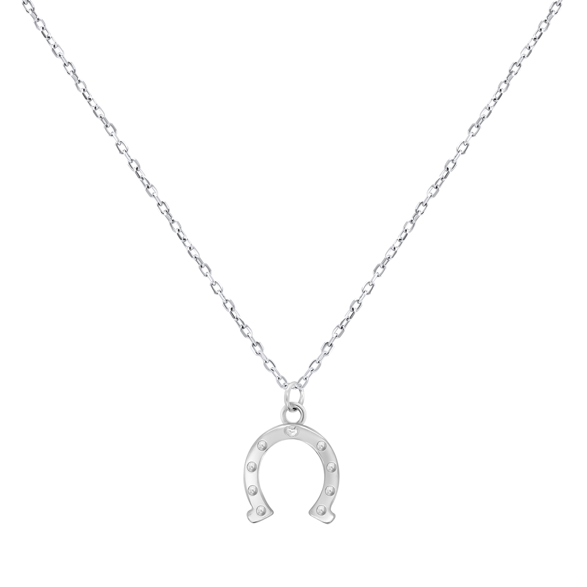 Brilio Silver -  Stříbrný náhrdelník pro štěstí Podkova NCL66W (řetízek, přívěsek)