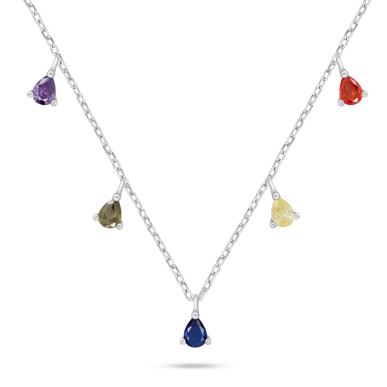 Levně Brilio Silver Stříbrný náhrdelník s barevnými zirkony NCL137W