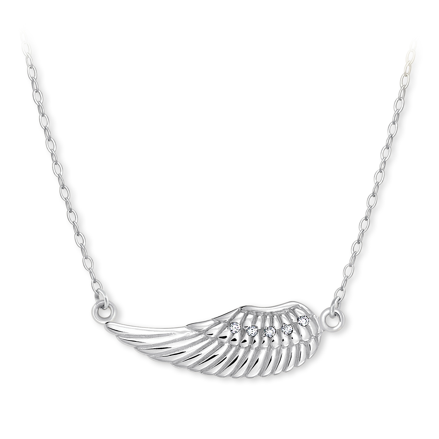Levně Brilio Silver Stříbrný náhrdelník s křídlem naležato 476 001 00116 04