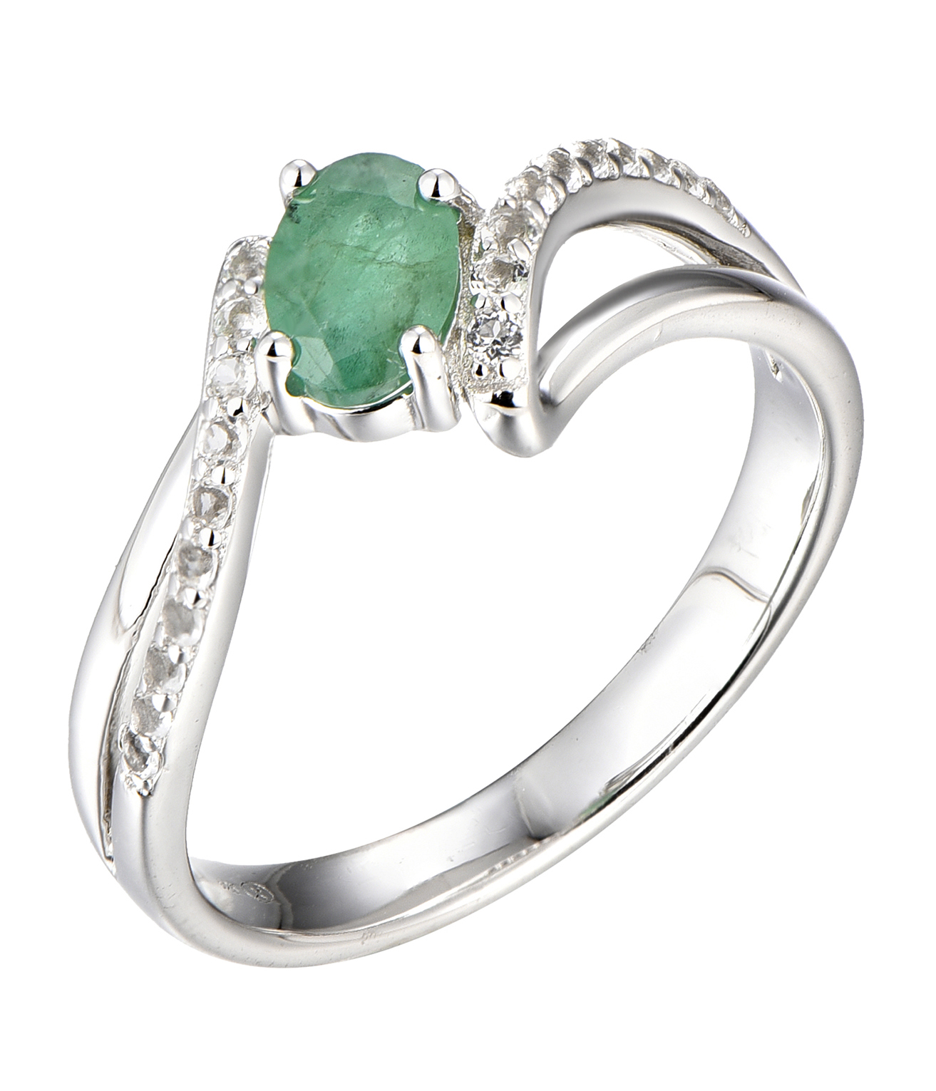 Brilio Silver Stříbrný prsten se smaragdem Precious Stone CR/SR09000D 52 mm