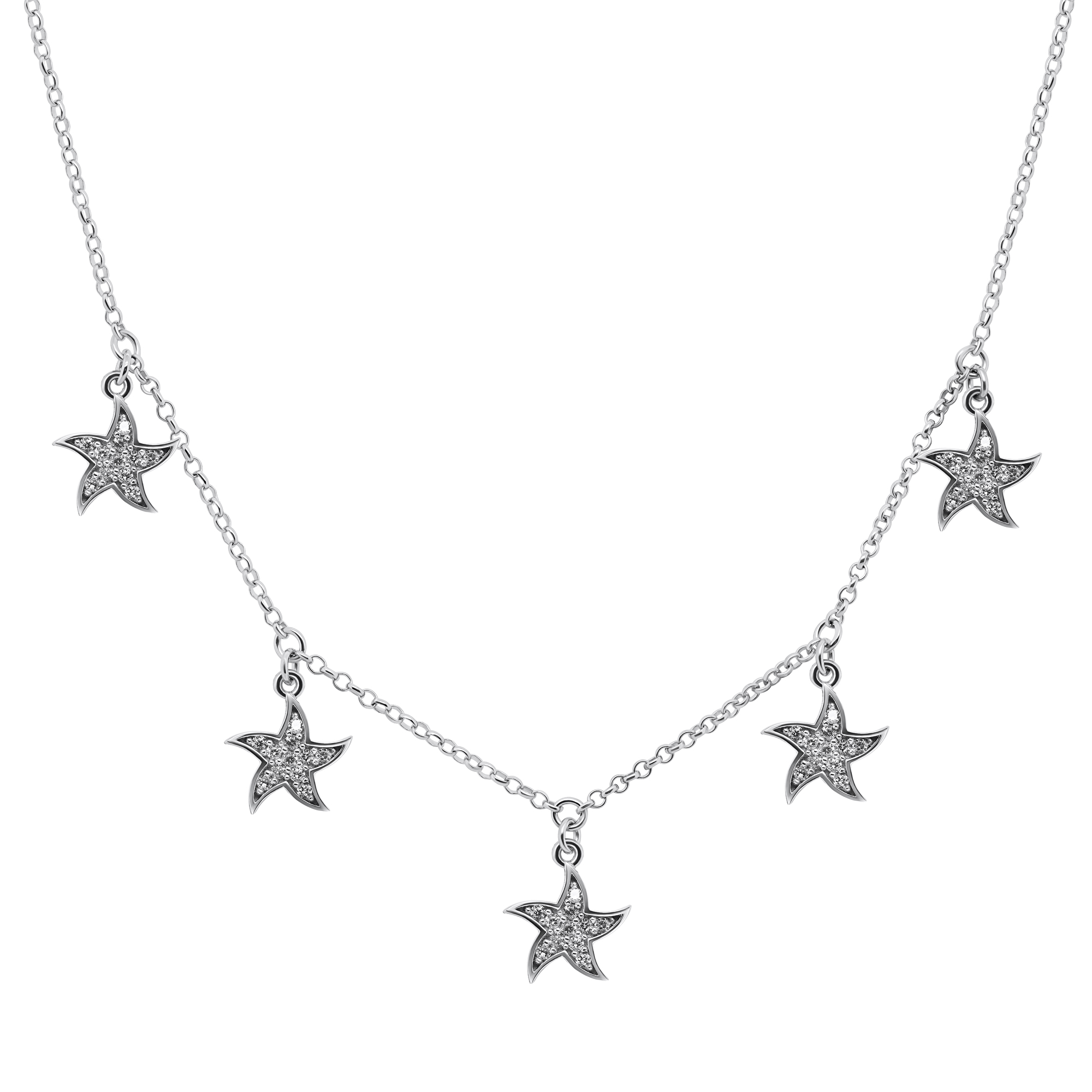Brilio Silver Štýlový strieborný náhrdelník so zirkónmi Hviezdičky NCL13W