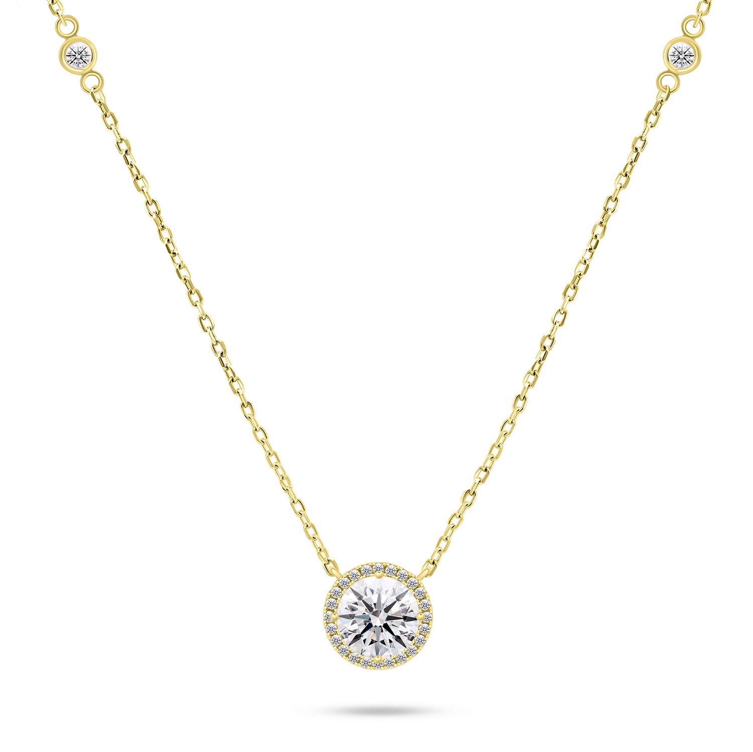Brilio Silver Třpytivý pozlacený náhrdelník se zirkony NCL87Y