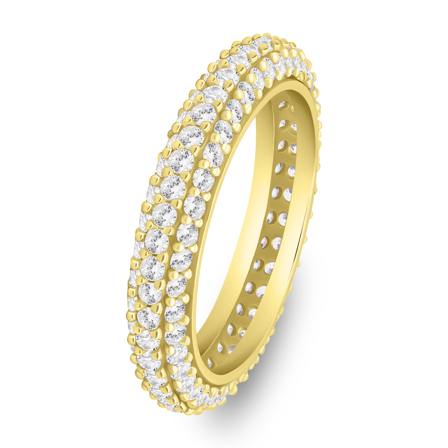 Levně Brilio Silver Třpytivý pozlacený prsten s čirými zirkony RI093Y 52 mm