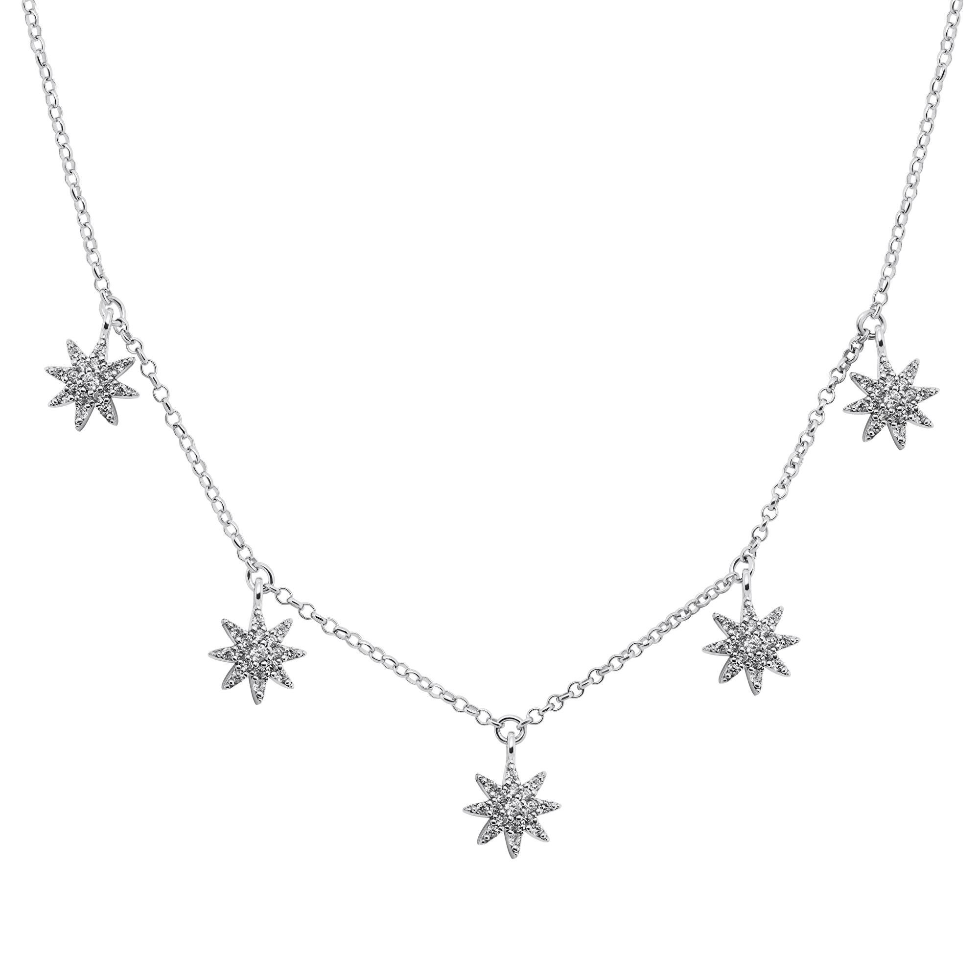 Brilio Silver Trblietavý strieborný náhrdelník s čírymi zirkónmi NCL14W