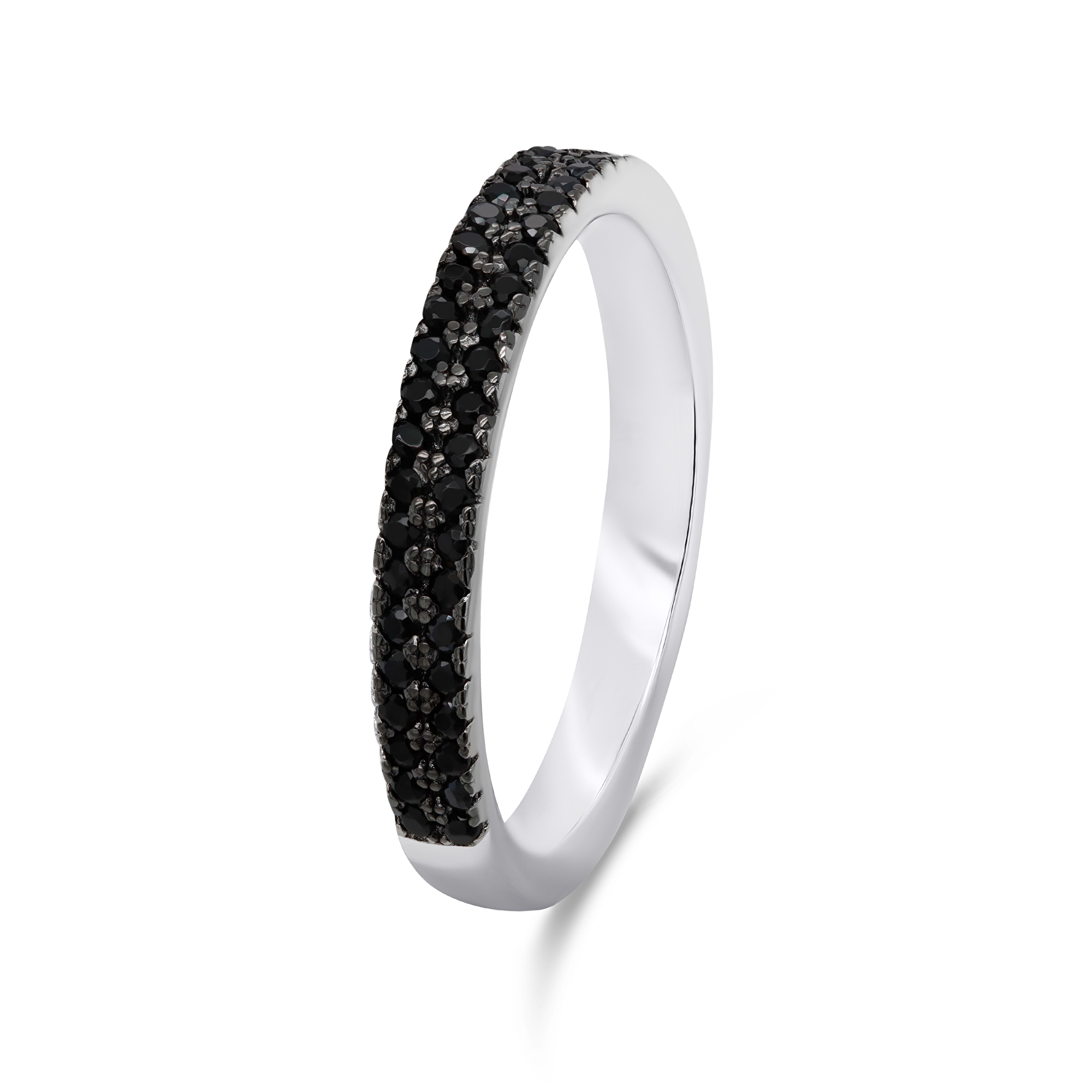Brilio Silver Třpytivý stříbrný prsten s černými zirkony RI058W 58 mm