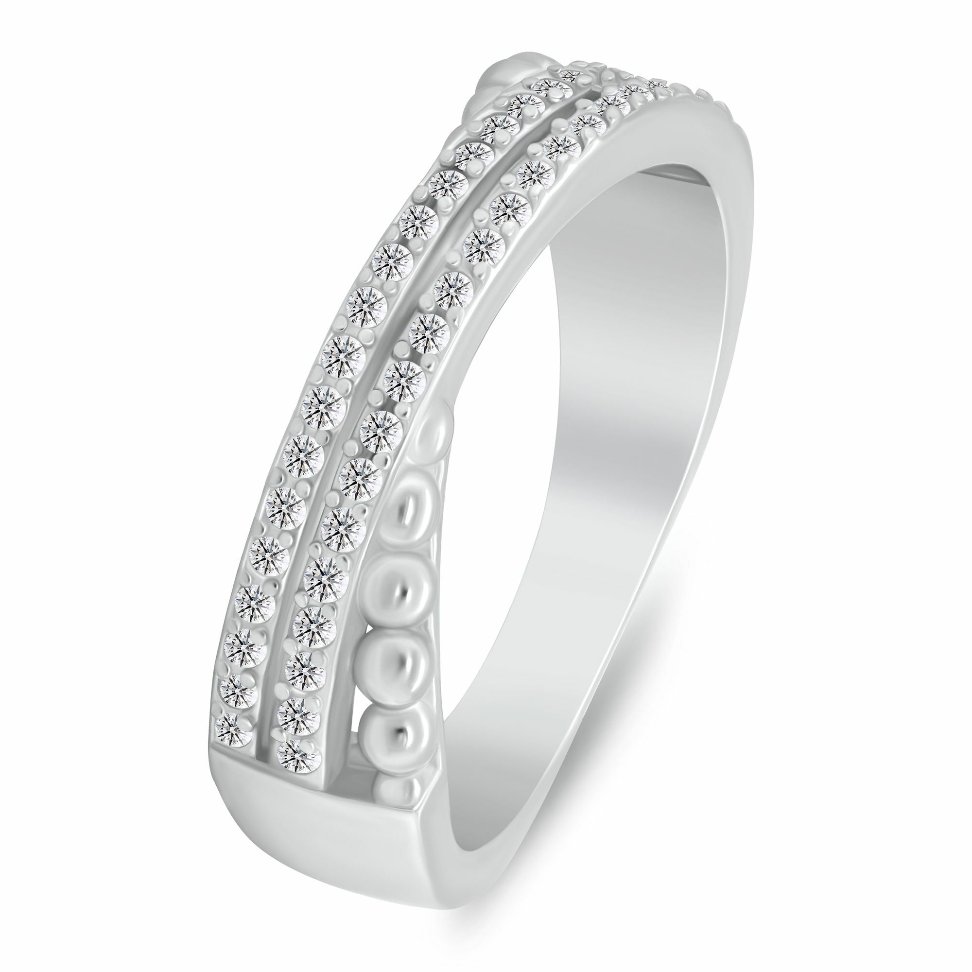 Brilio Silver Elegantný strieborný prsteň s kubickými zirkónmi RI158W 58 mm